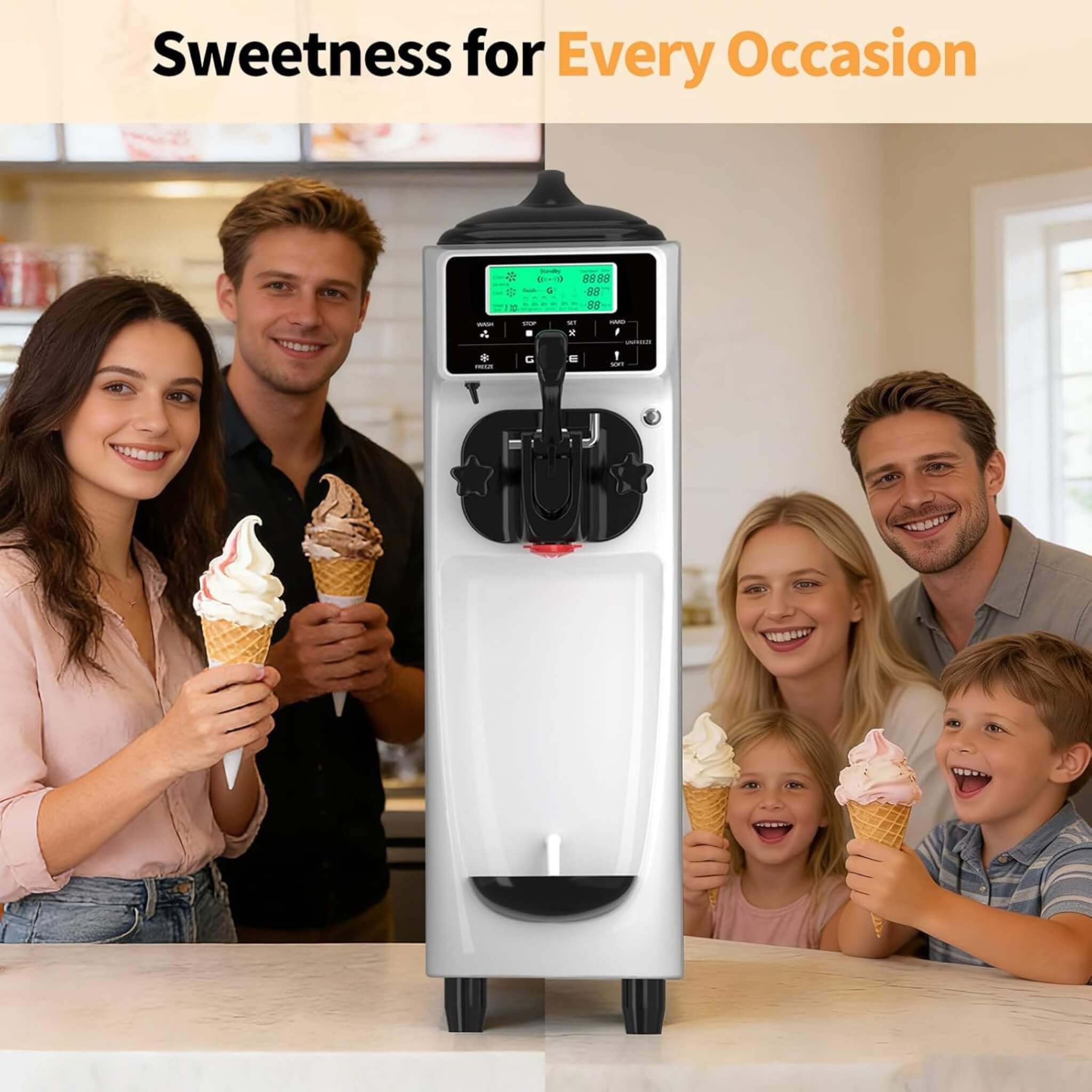 1.6-Gal Single-Flavor Soft Serve Ice Cream Maker With Pre Cool (SAK96024)