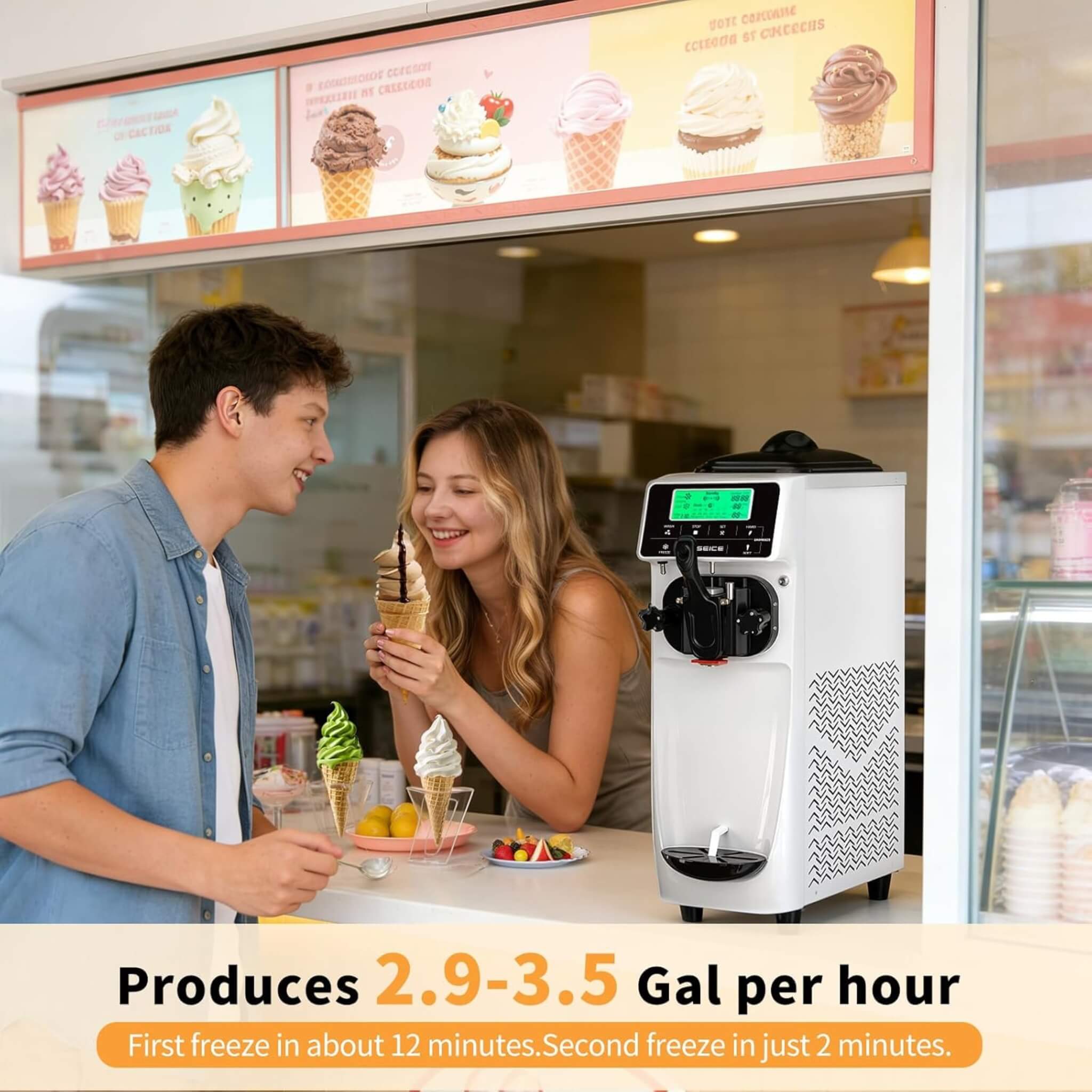 1.6-Gal Single-Flavor Soft Serve Ice Cream Maker With Pre Cool (SAK96024)