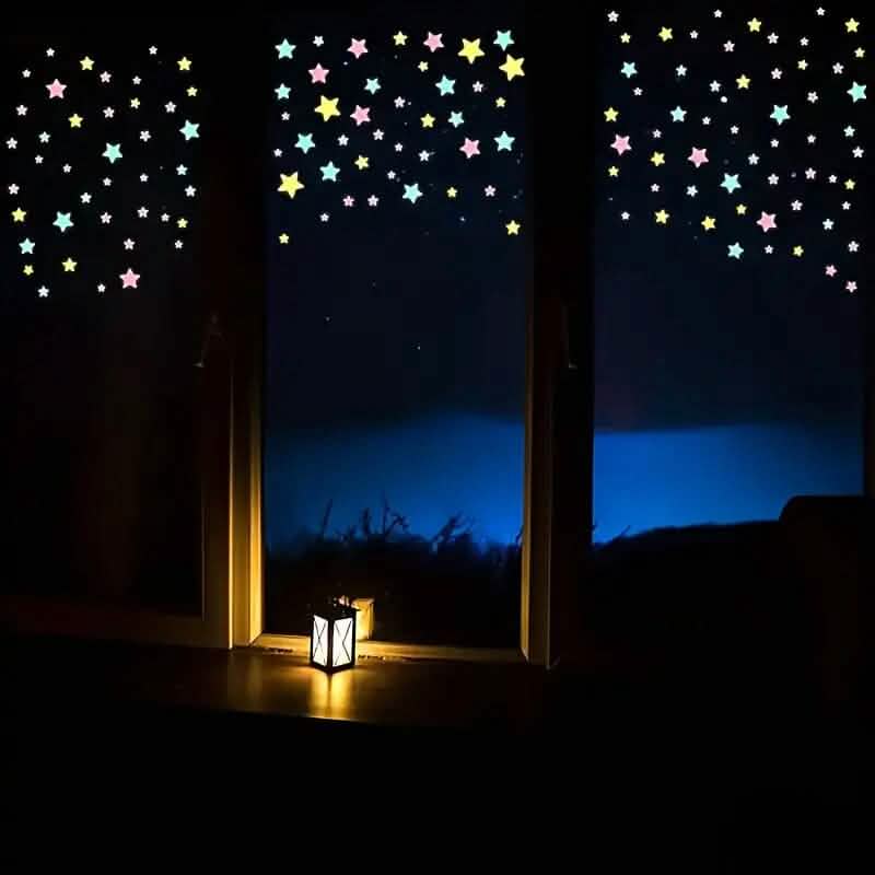 100-Pieces: Luminous Glow in the Dark Star Wall Stickers