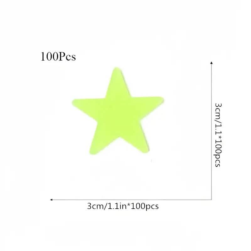 100-Pieces: Luminous Glow in the Dark Star Wall Stickers