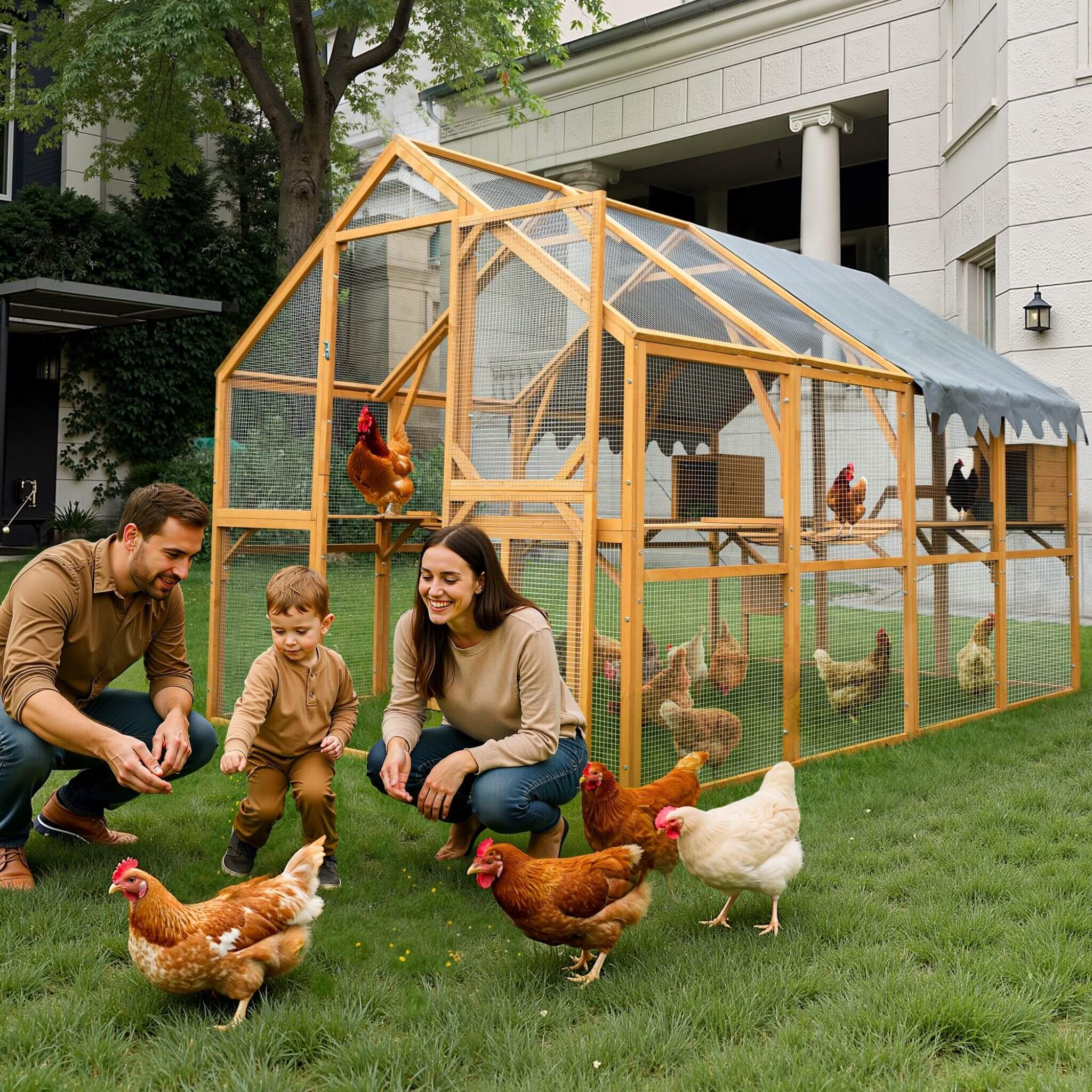 110-Inch Large Outdoor Kitten Playpen Chicken Coop With Waterproof Cover (SAK15370)