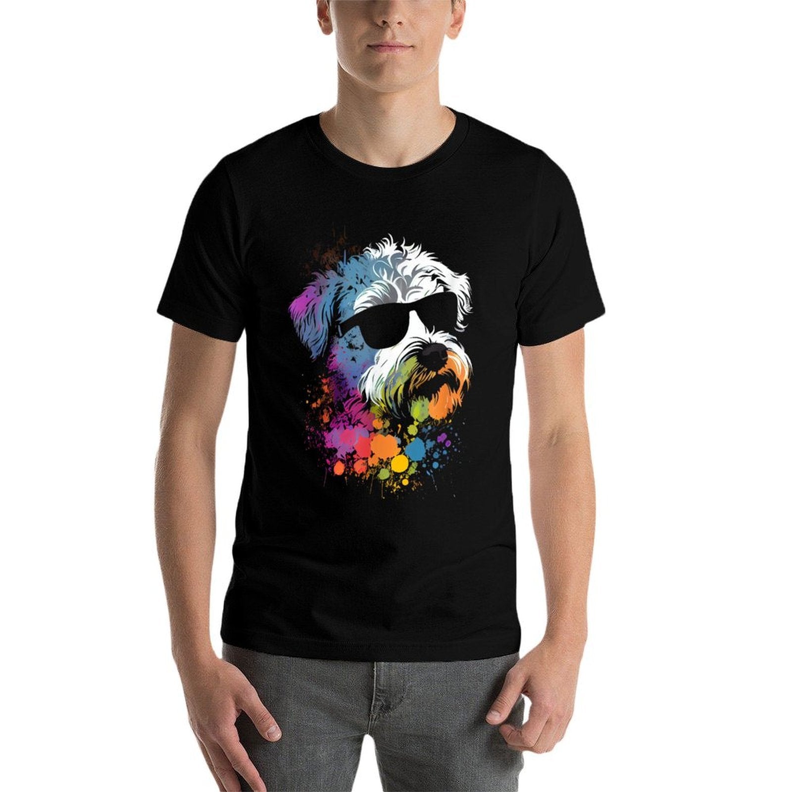 Schnoodle Walking Dog Fans Schnauzer Dog  Stretchy T-Shirt