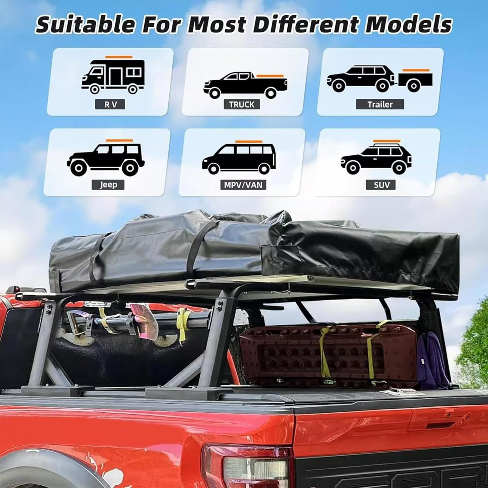 Trailora Summit Soft-Shell Aluminum Rooftop Tent | 2-3 Person | LED + Memory Foam