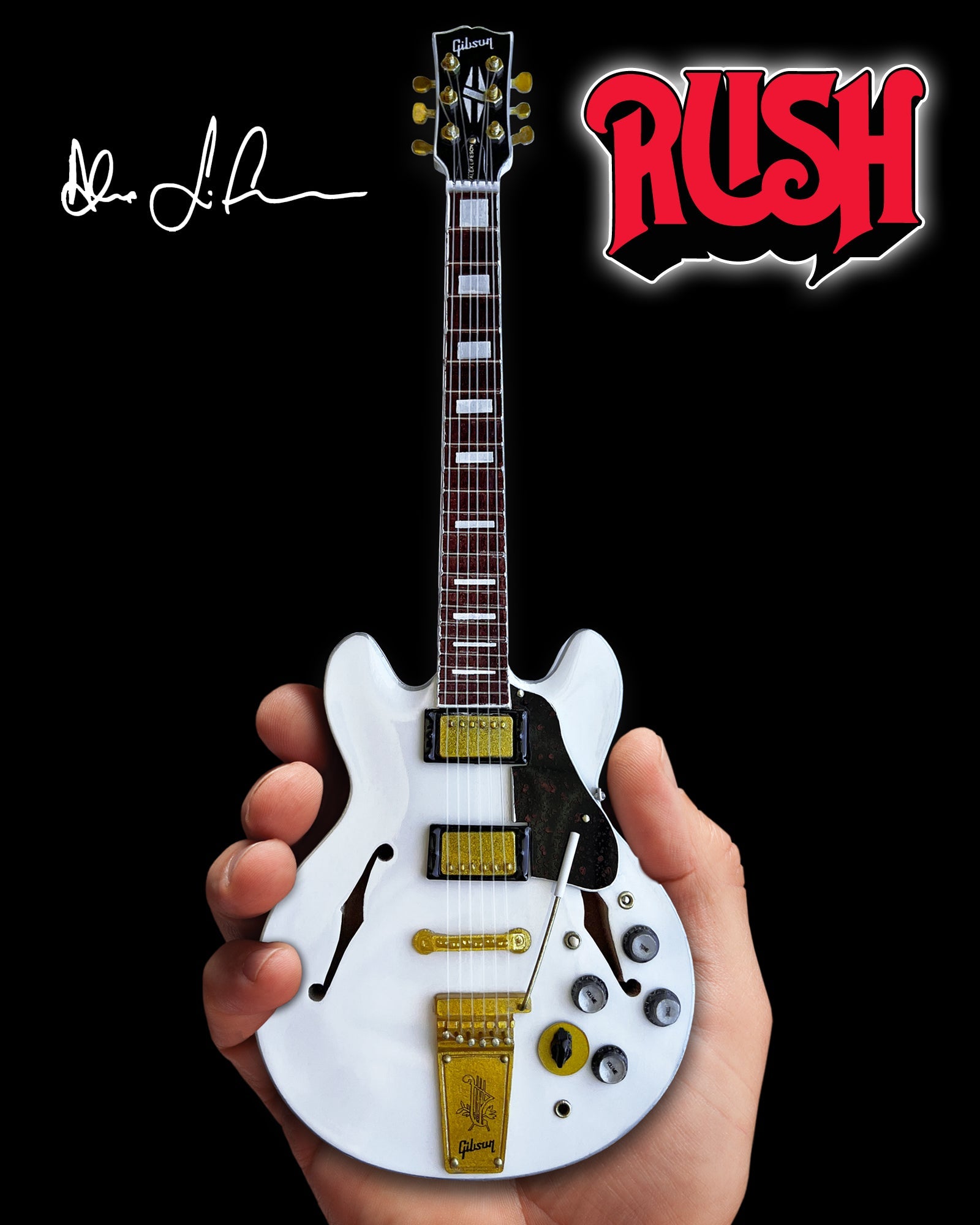 Alex Lifeson Signature ES-355 Gibson Alpine White Miniature Guitar Model