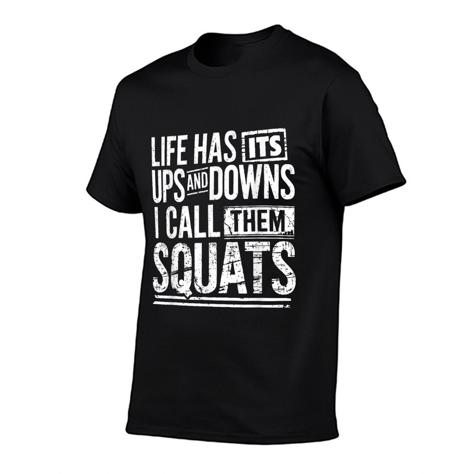 Funny Fitness Gym Workout Weights Squat Men Women  Rolled Sleeves T-Shirt
