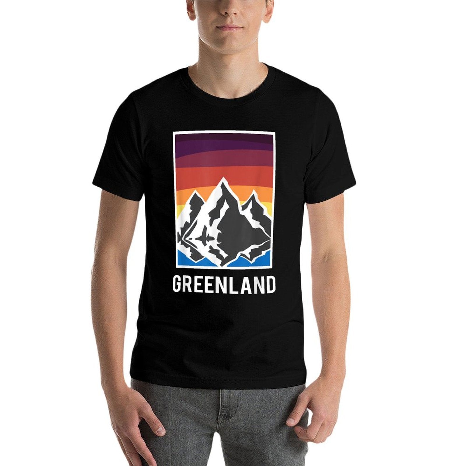 Greenland Grnland Grnland Fans Geschenk Unisex-Adults Black Modern Collarless Crew Neck  Breathable T-Shirt