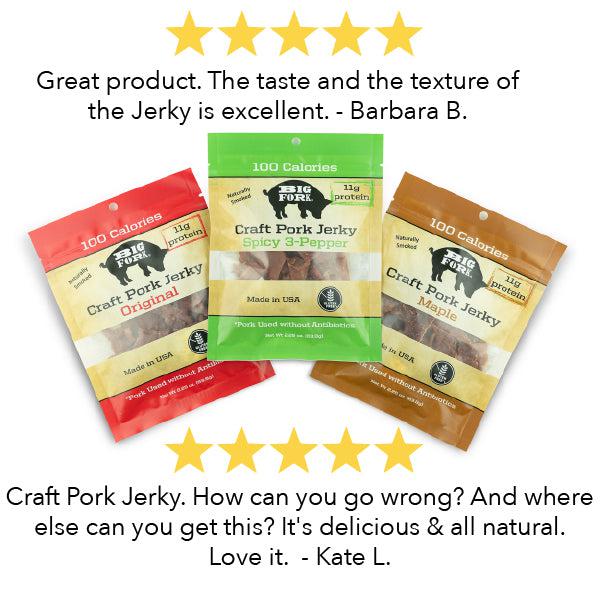 Craft Pork Jerky Sampler - 1 pack of each flavor (3 total)