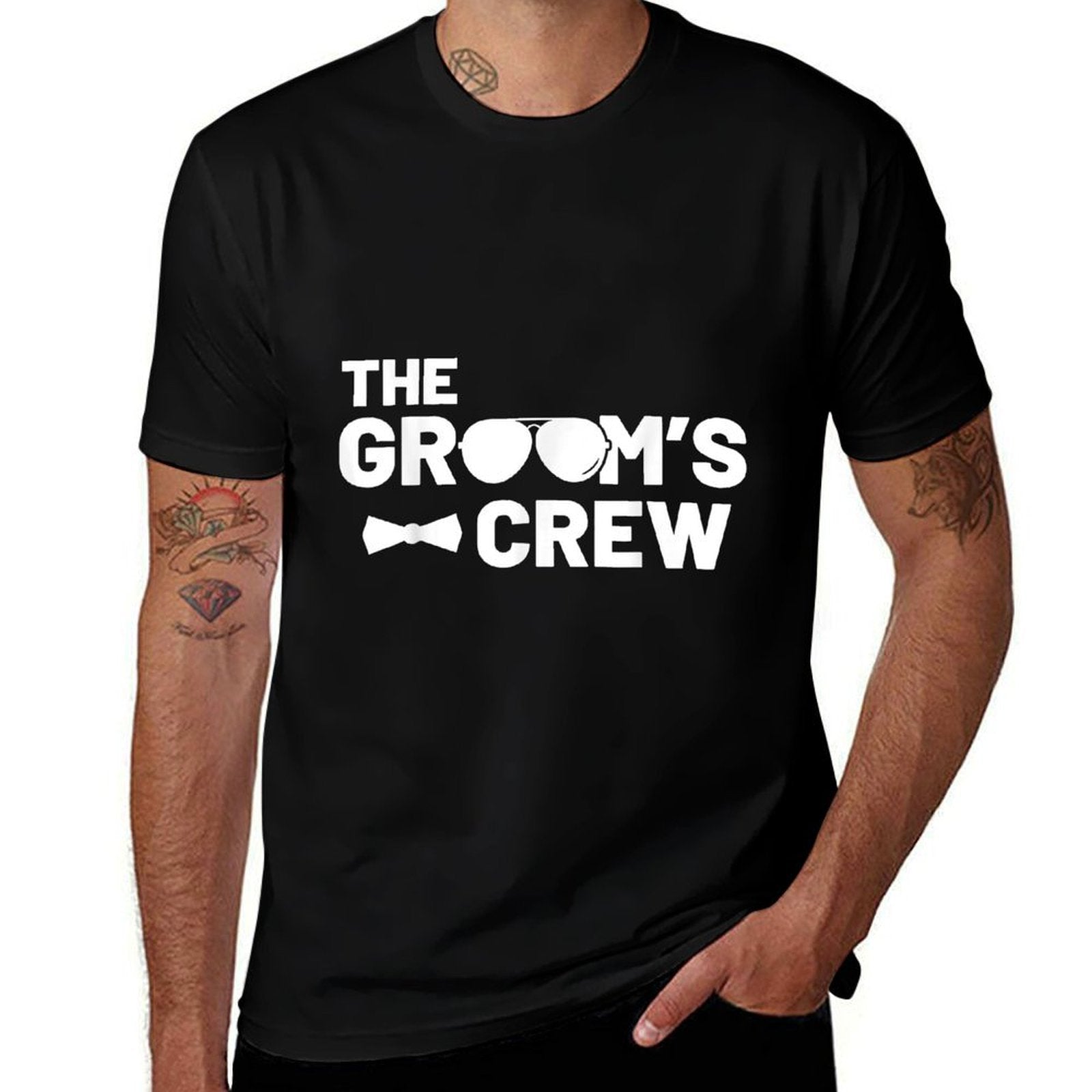 Groomsmen Groom Squat Men Bachelor Supplies Party Wedding  Classic T-Shirt