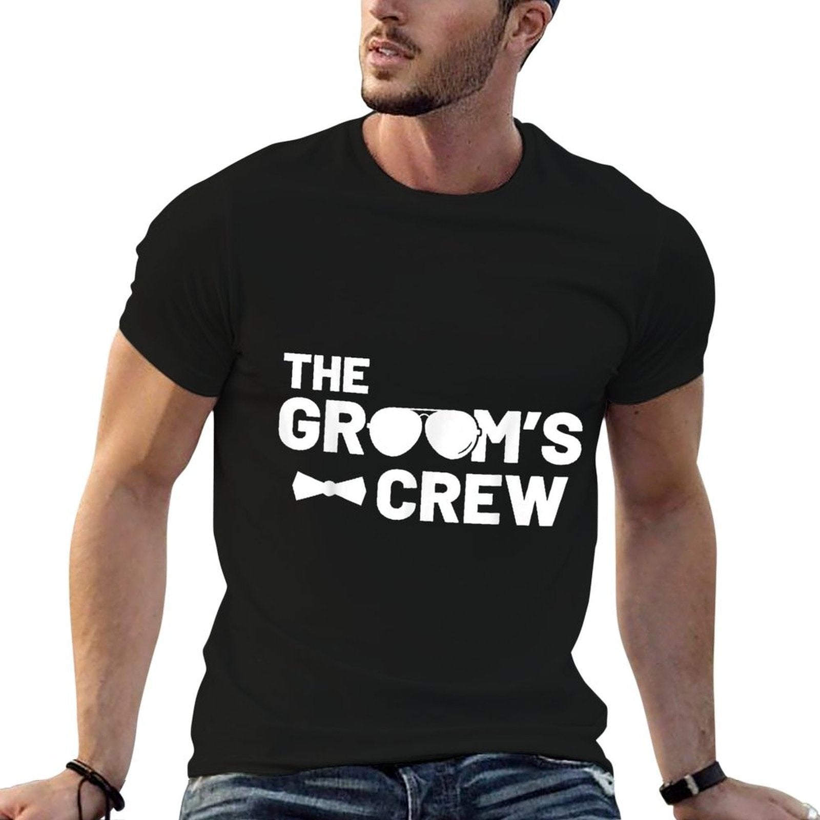 Groomsmen Groom Squat Men Bachelor Supplies Party Wedding  Classic T-Shirt