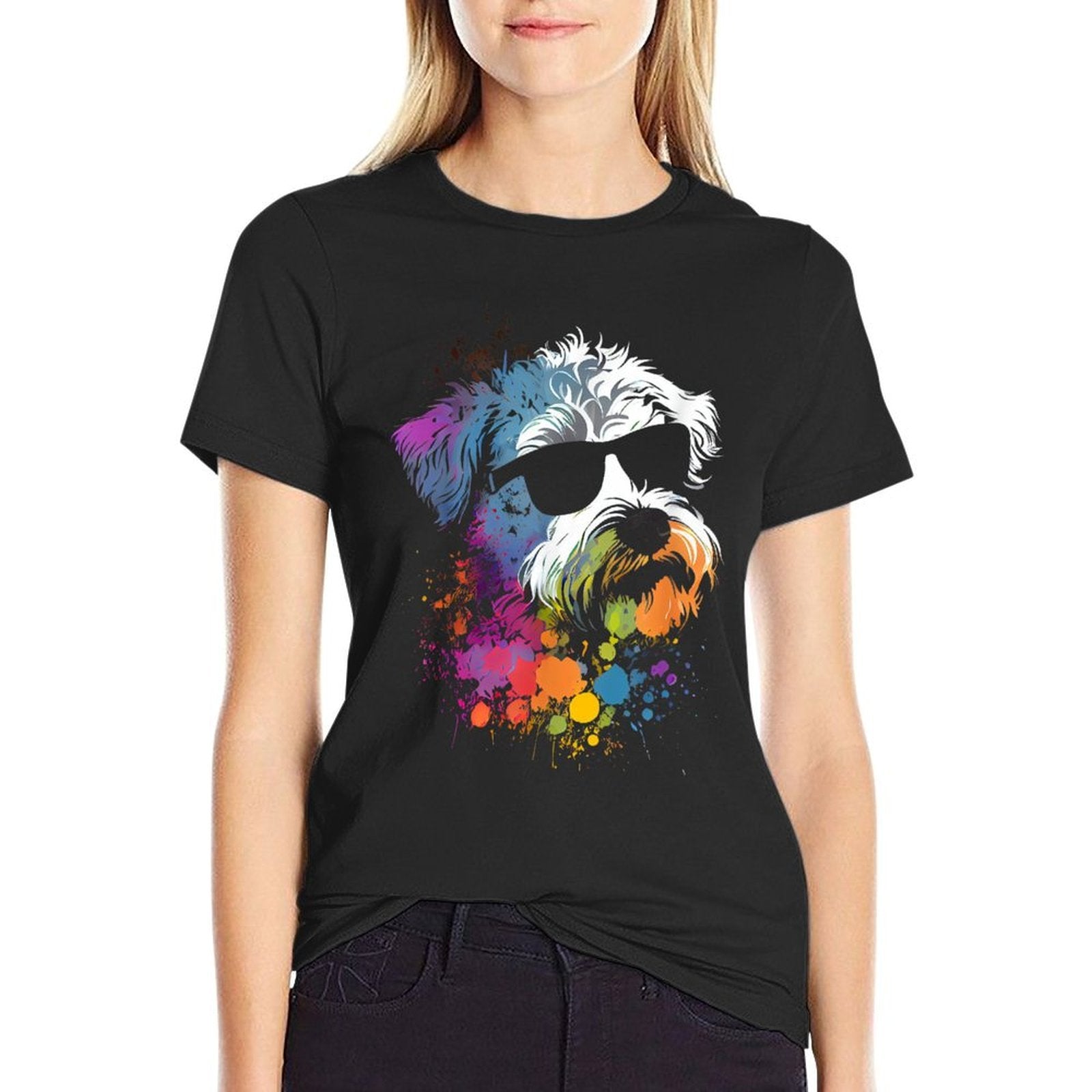 Schnoodle Walking Dog Fans Schnauzer Dog  Stretchy T-Shirt