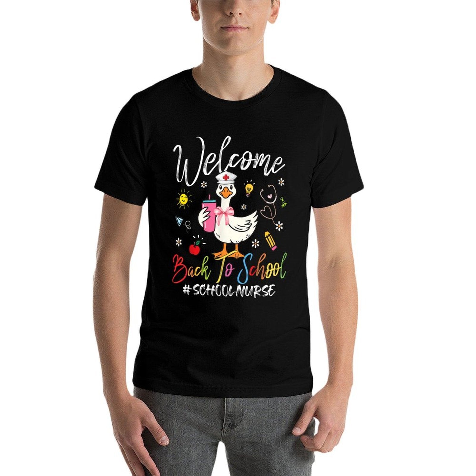 School Nurse Goose Welcome Back To School Gifts For Women  Trendy Pattern T-Shirt