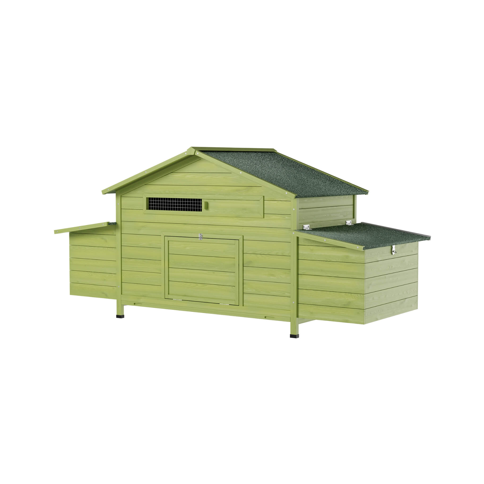 70-Inch Wooden Chicken Coop With Nesting Box, Perch, And Run Doors (SAK74619)