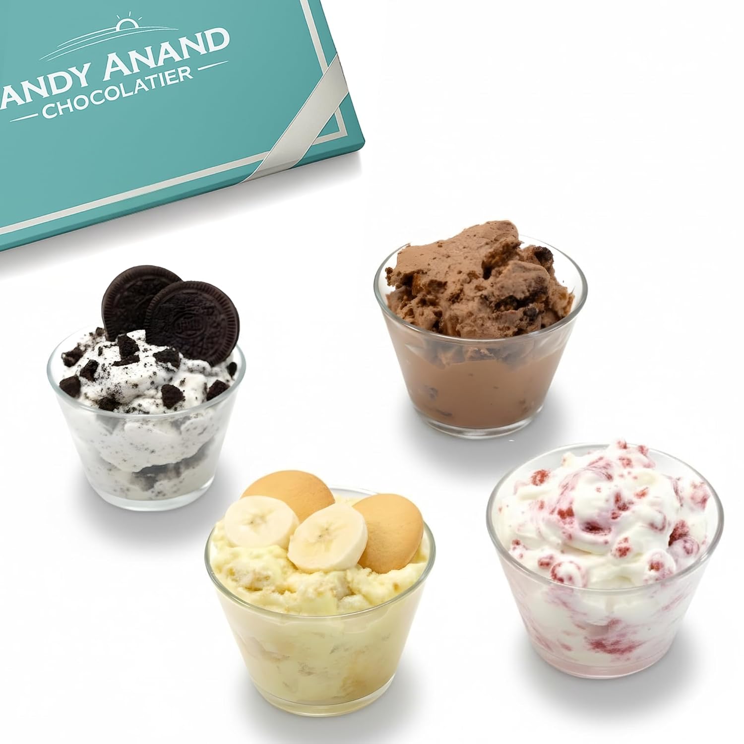 Andy Anand Sugar-Free Cake Sampler, 4 Flavors, 3.7 lb – Keto & Diabetic-Friendly, Cookies & Cream, Chocolate, Blueberry & Pineapple Gift