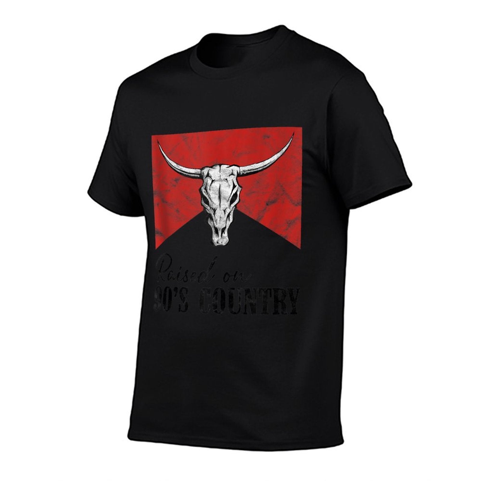 Vintage Western Bull Skull Raised On 90s Country Music  Lightweight T-Shirt