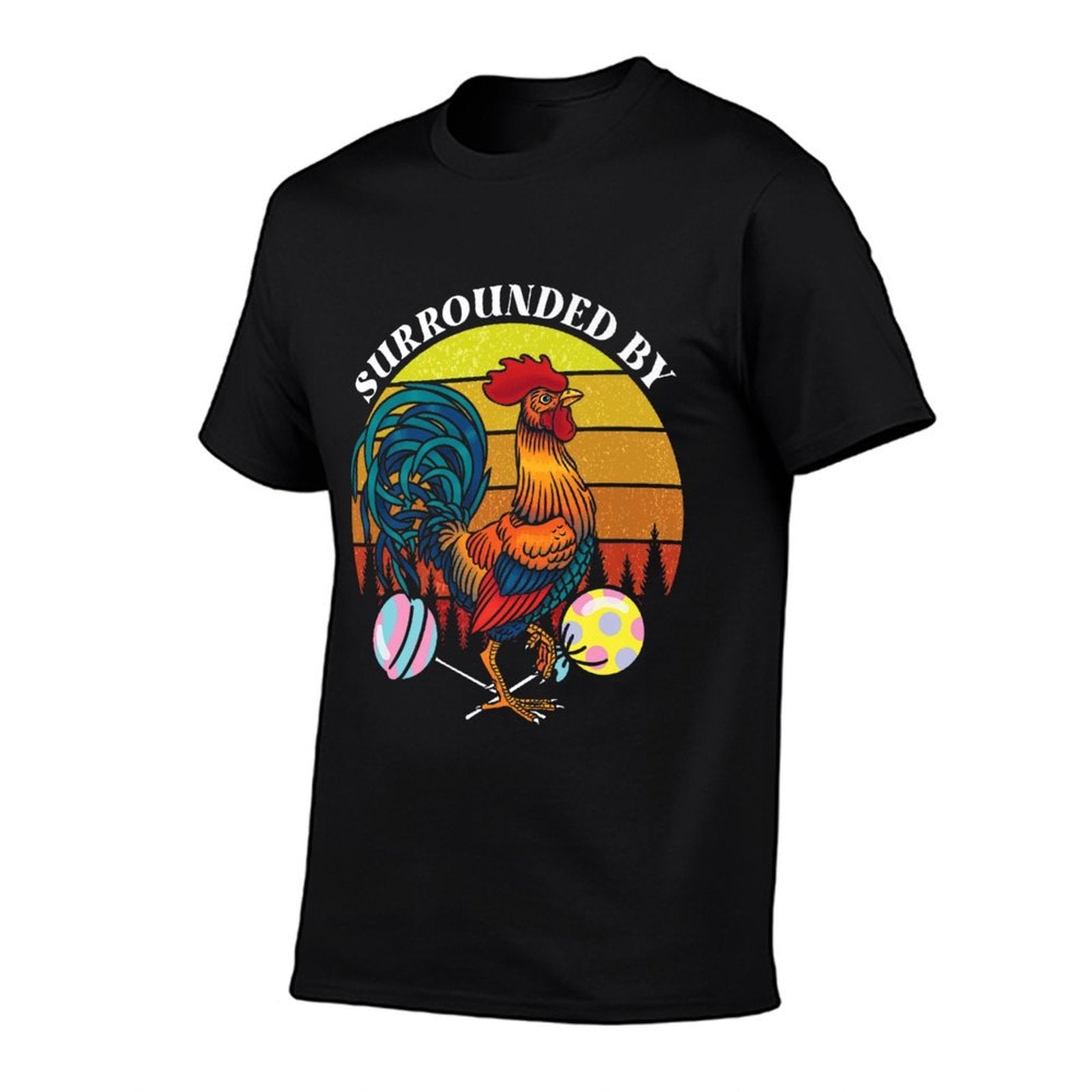 Funny Surrounded By  Rooster Lollipops  Adult Humor Premium  Oversized Silhouette T-Shirt
