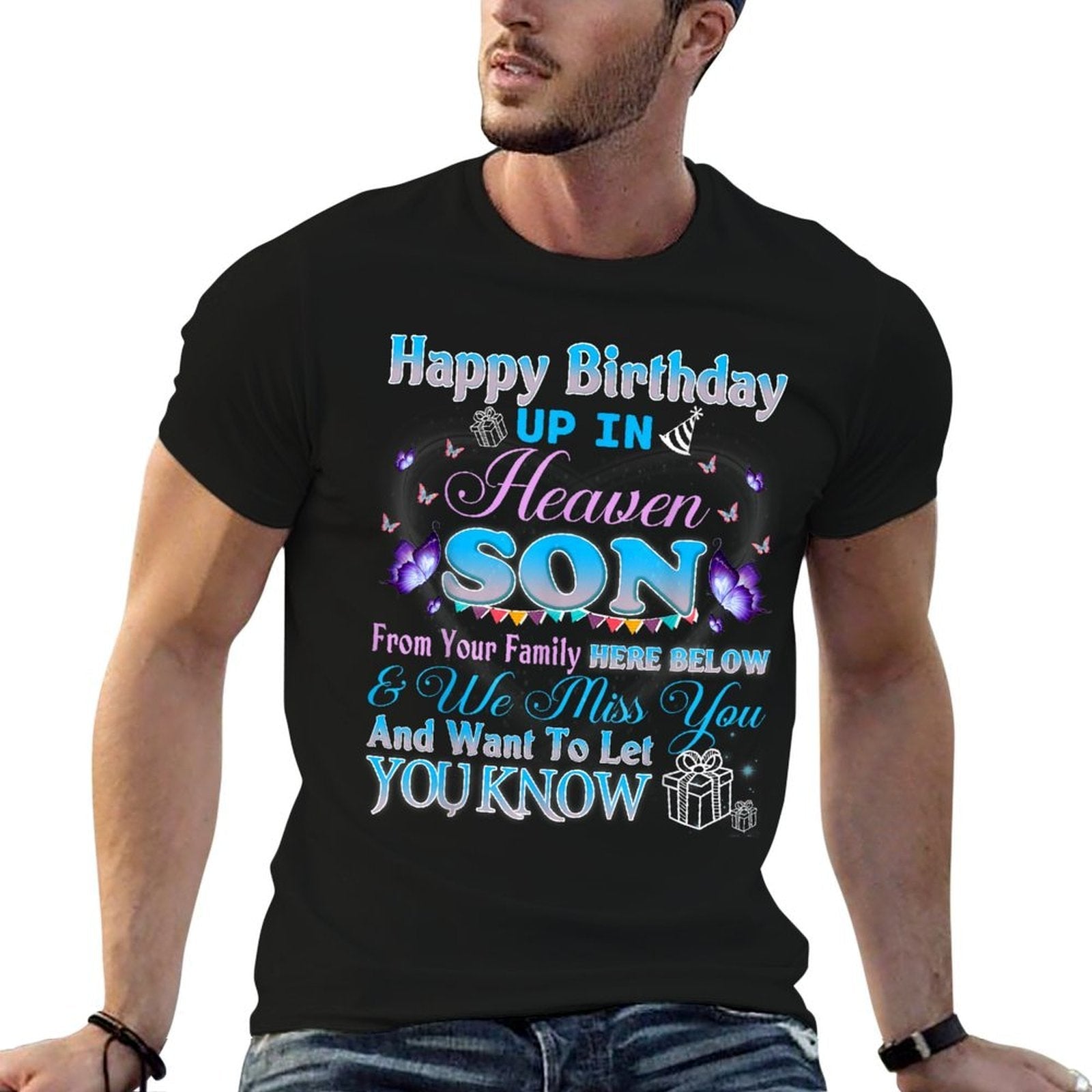 Happy Heavenly Birthday Up In Heaven To My Son, Missing Son  Breathable T-Shirt