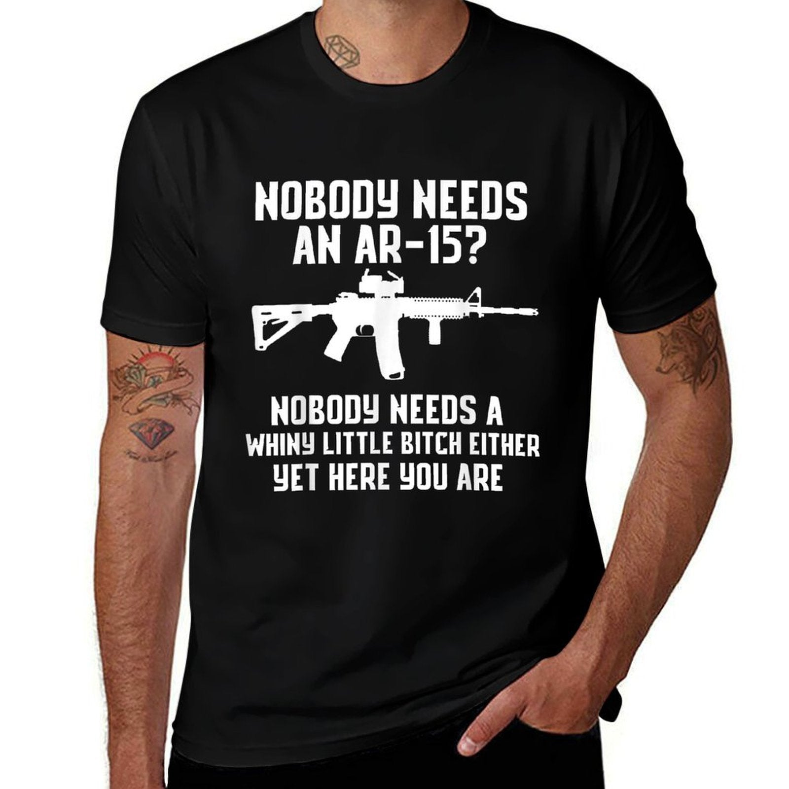 Nobody Needs An AR-15 Funny Pro Gun Red Dot AR  Vintage-inspired T-Shirt