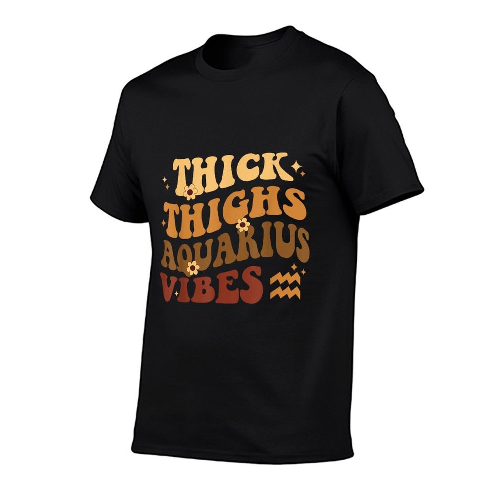Thick Thighs Aquarius Vibes Retro Zodiac Melanin Black Women  Easy-care T-Shirt