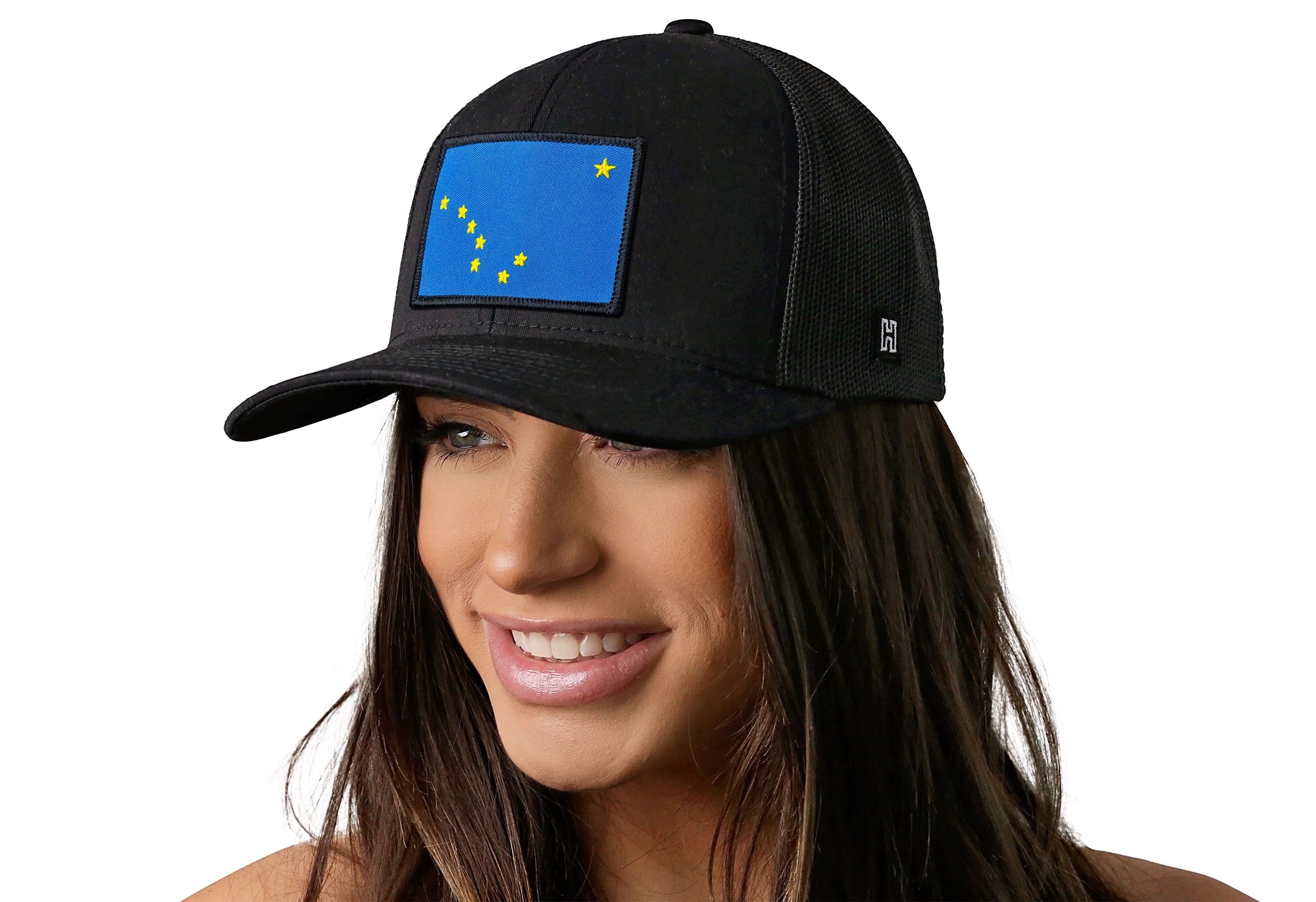 Alaska Flag Trucker Hat  |  Black Alaska Flag Snapback