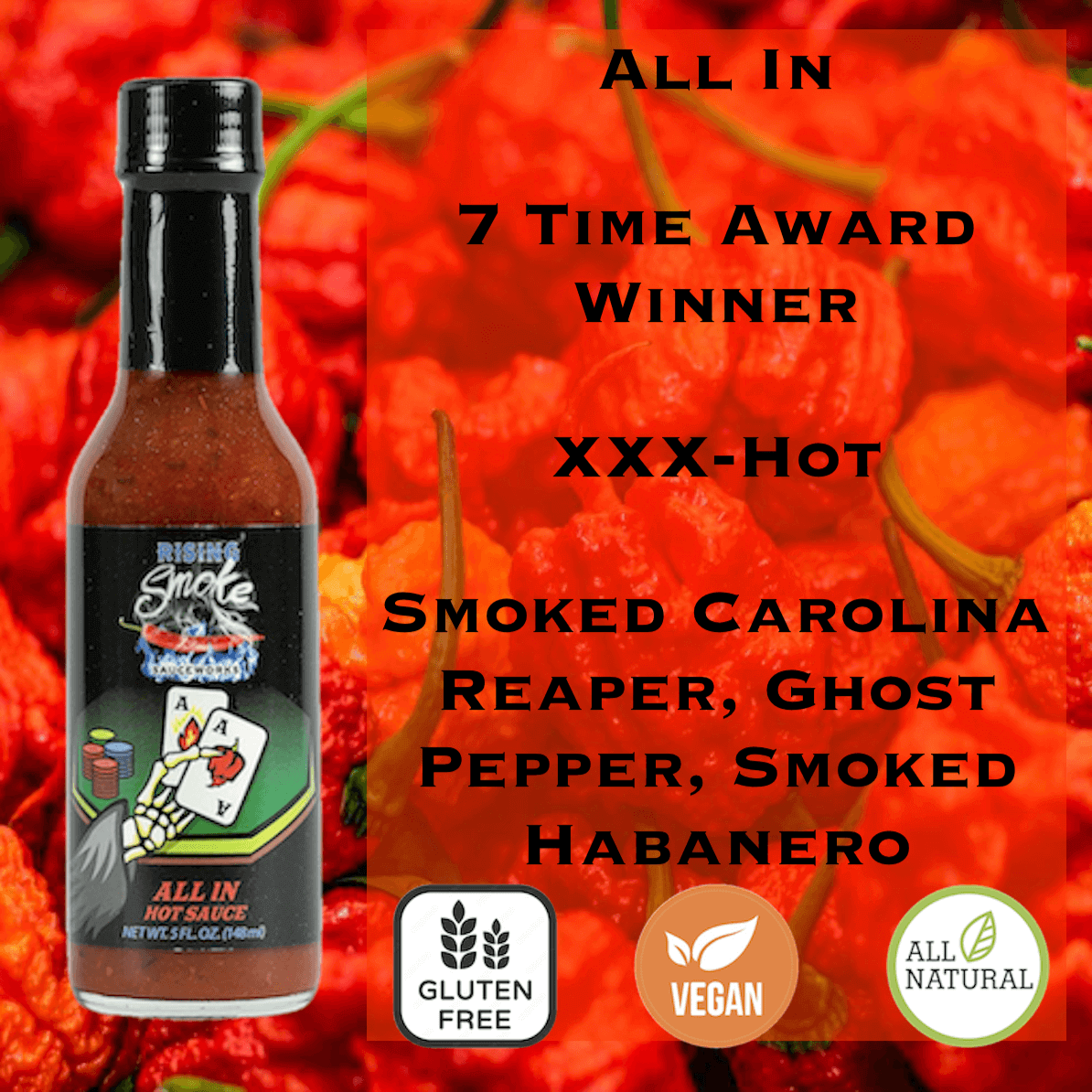 All In - Smoked Reaper Ghost Pepper Hot Sauce (XXX Hot)