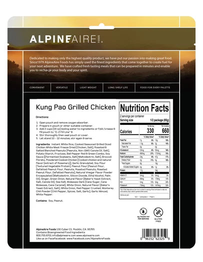 AlpineAire Kung Pao Grilled Chicken | Gluten-Free Cook-in-Pouch Meal
