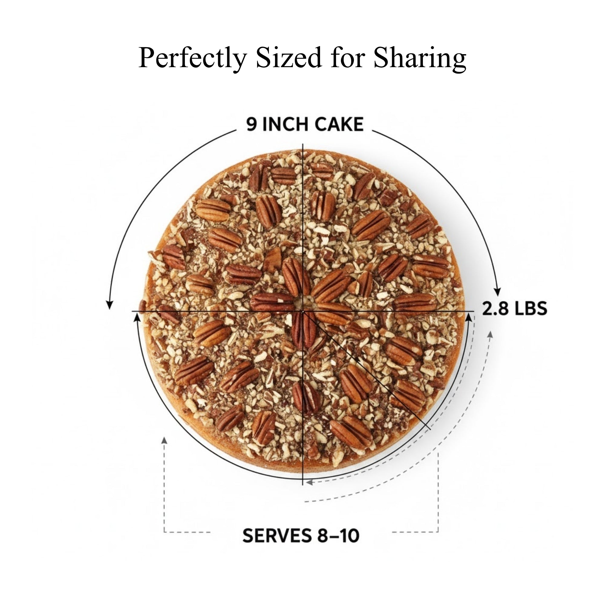 Andy Anand Sugar-Free Gluten-Free Caramel Pecan Cake, 9-Inch, 2.8 lb – Keto & Diabetic-Friendly, Natural Sweetener, Birthday Gift Box