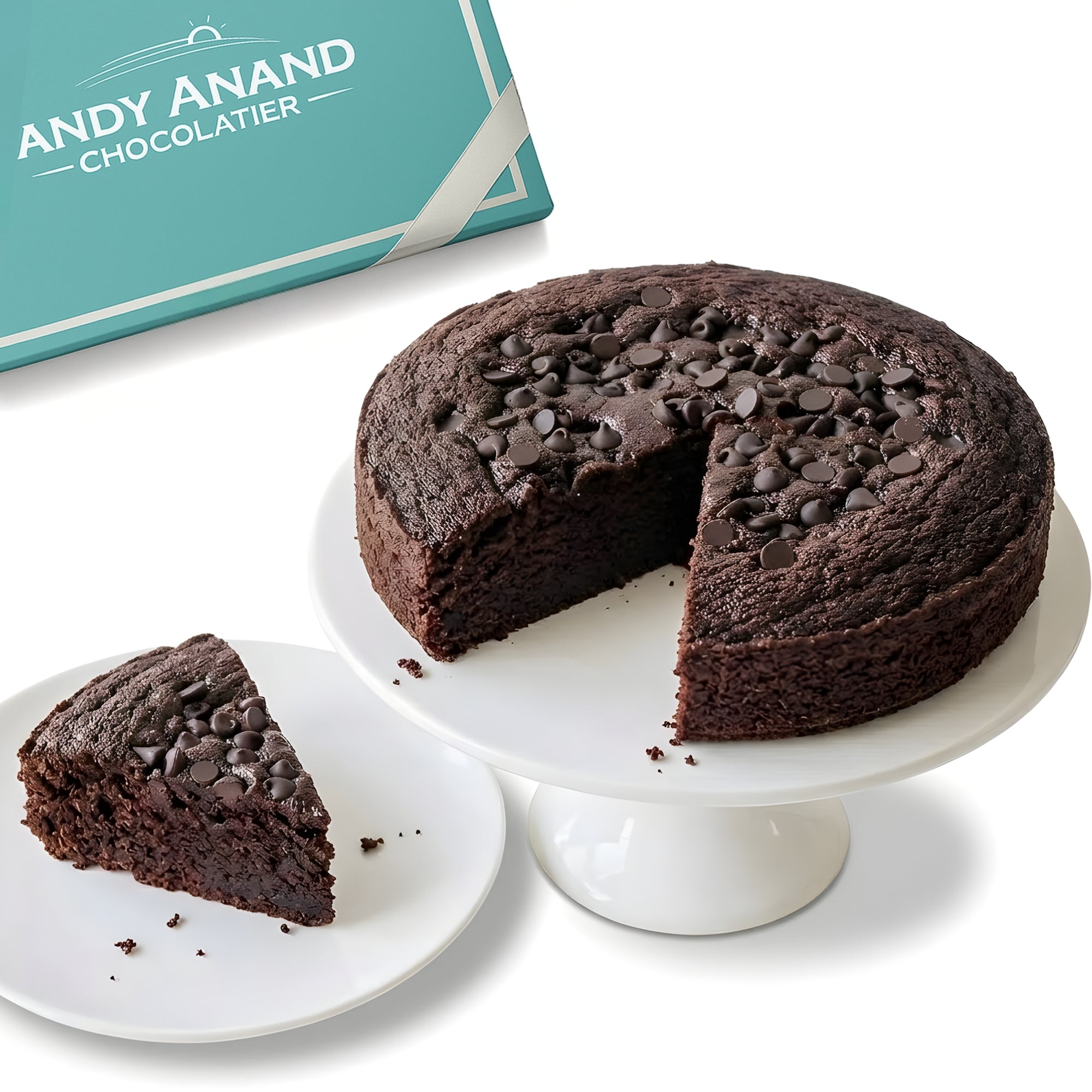 Andy Anand Sugar-Free Gluten-Free Chocolate Chip Cake, 2.8 lb – Dark Chocolate Chips, Keto & Diabetic-Friendly, No Preservatives Gift Box