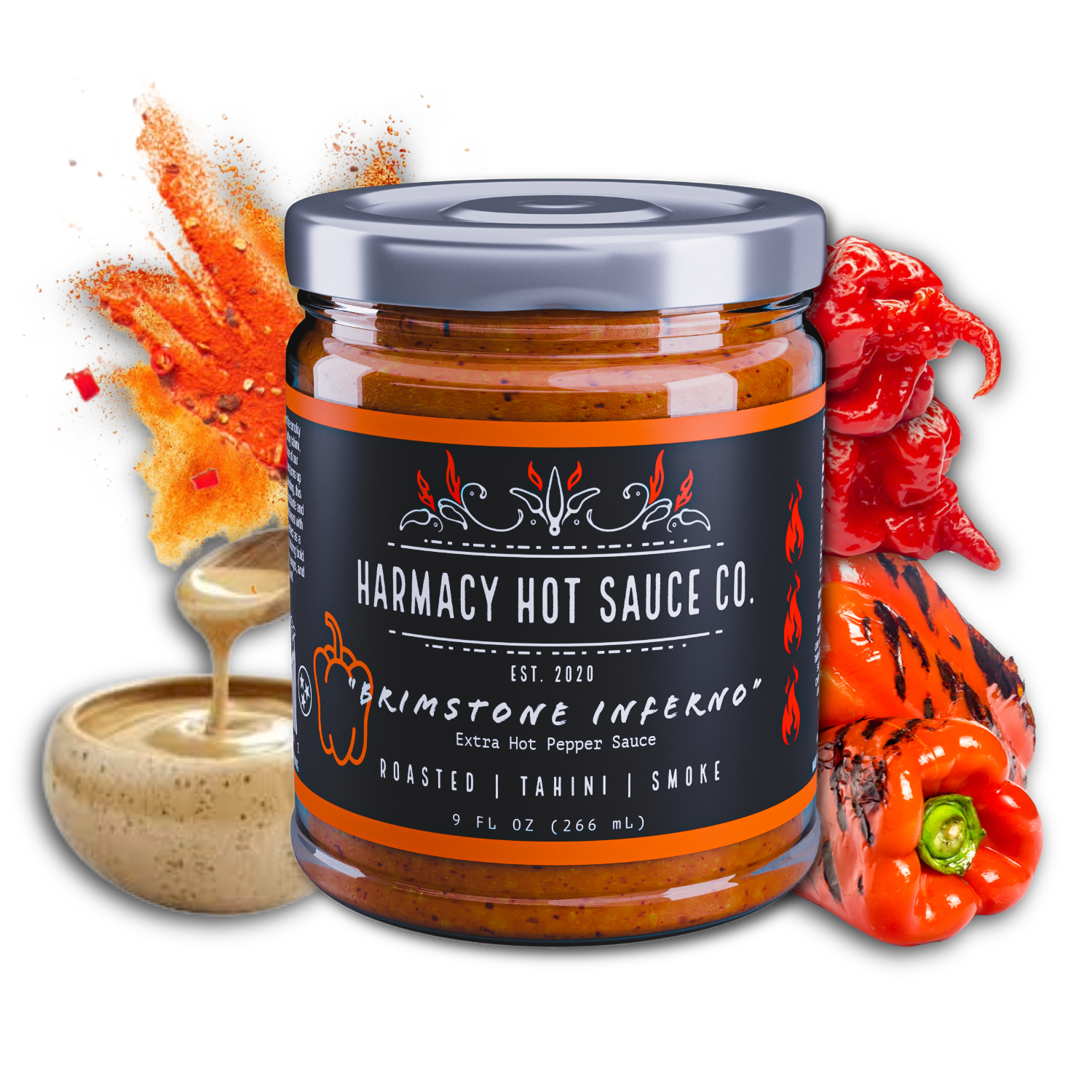 Brimstone Inferno - Extra Hot Roasted Red Pepper & Tahini (9oz)