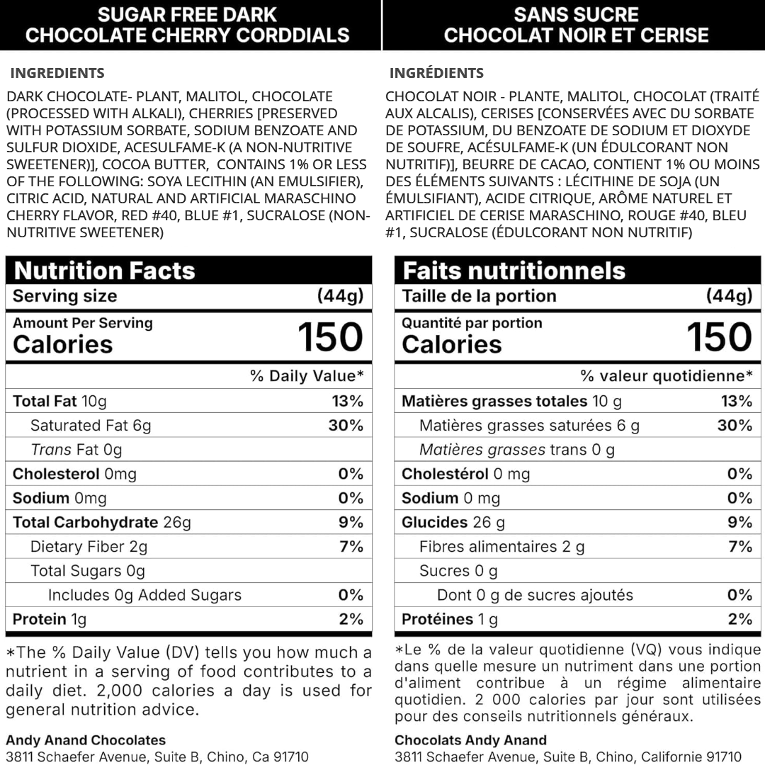 Andy Anand Sugar-Free Belgian Dark Chocolate Cherry Cordials Truffles, 25 pc – Plant-Based, Liquid Center, Diabetic-Friendly, Birthday Gift Box