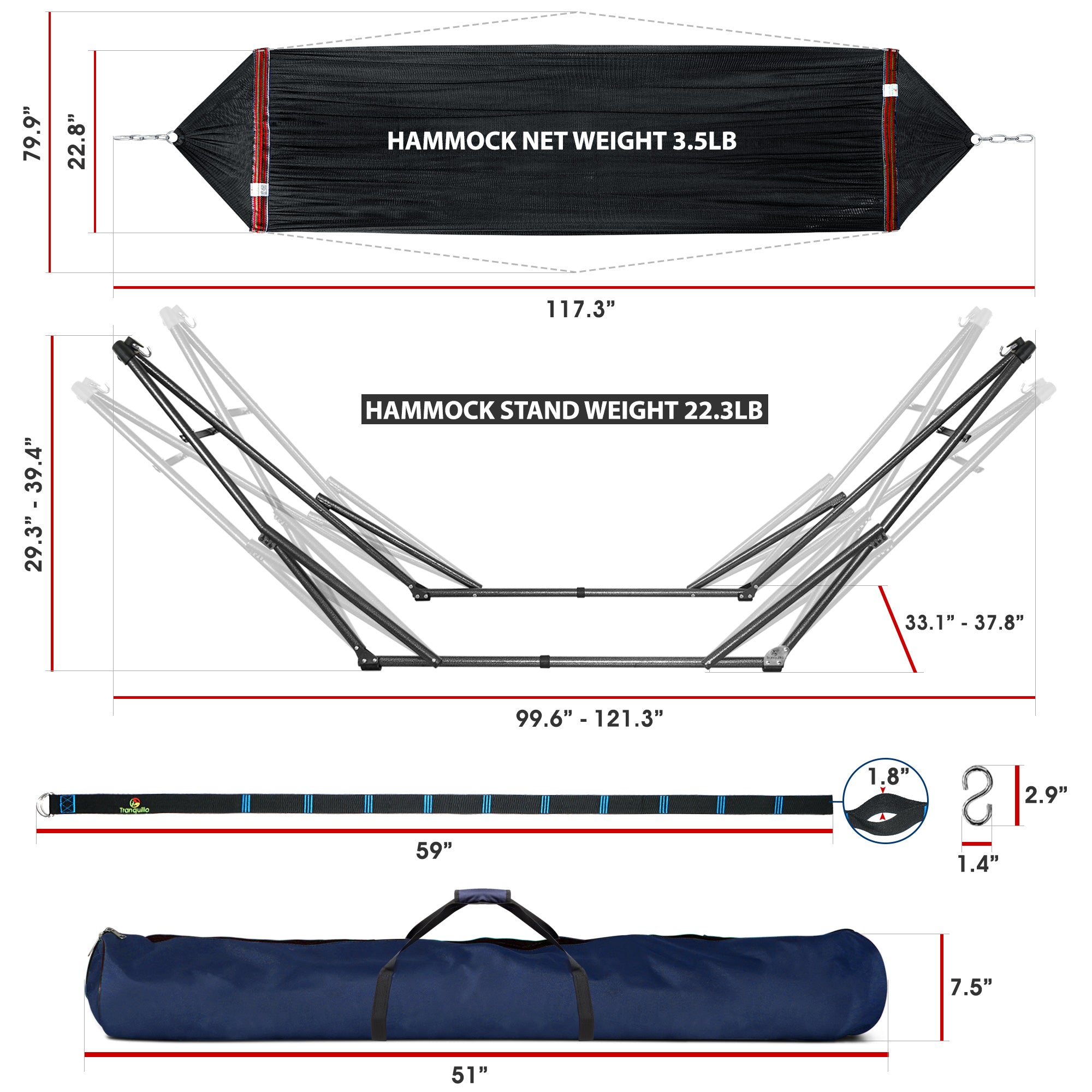 Tranquillo Comfort Set Original Hammock Stand for Ultimate Relaxation