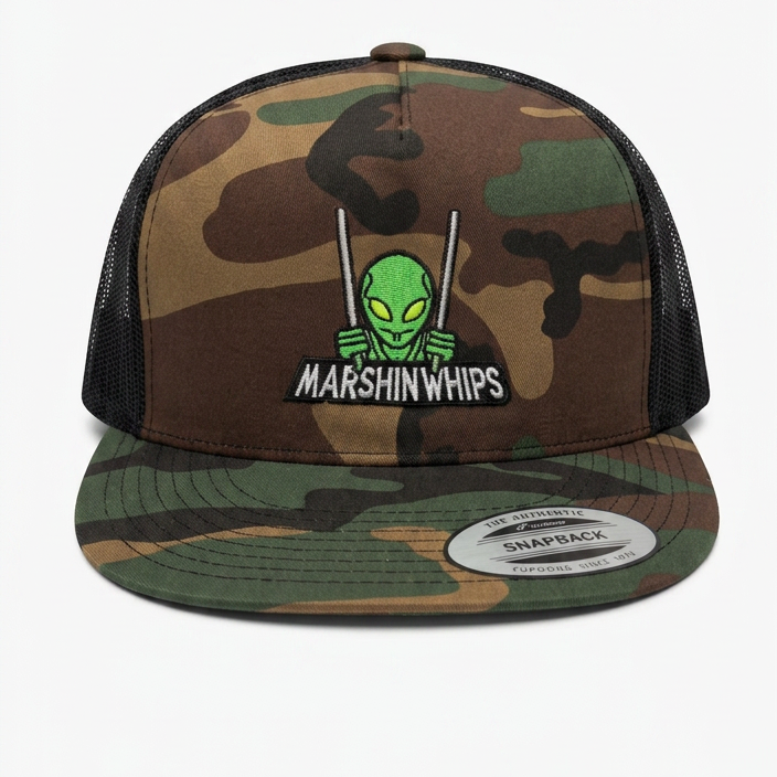 Marshin Whips Marty Flat Bill Camo Hat | Premium Off-Road Snapback