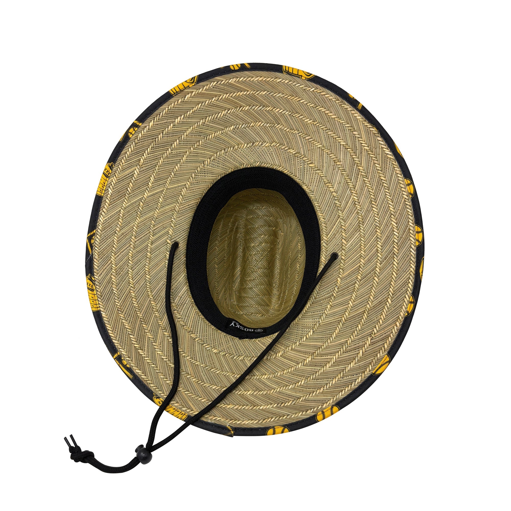 Brown and Gold Baseball Softball Premium Straw Lifeguard Beach Hat