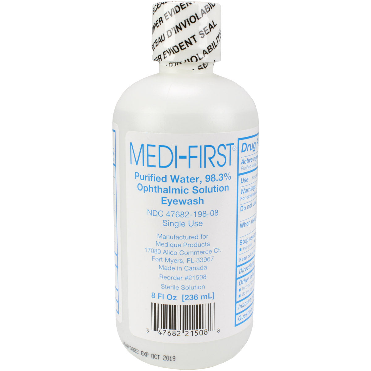 Eye Wash - Plastic Bottle - One Time Use - 8 oz