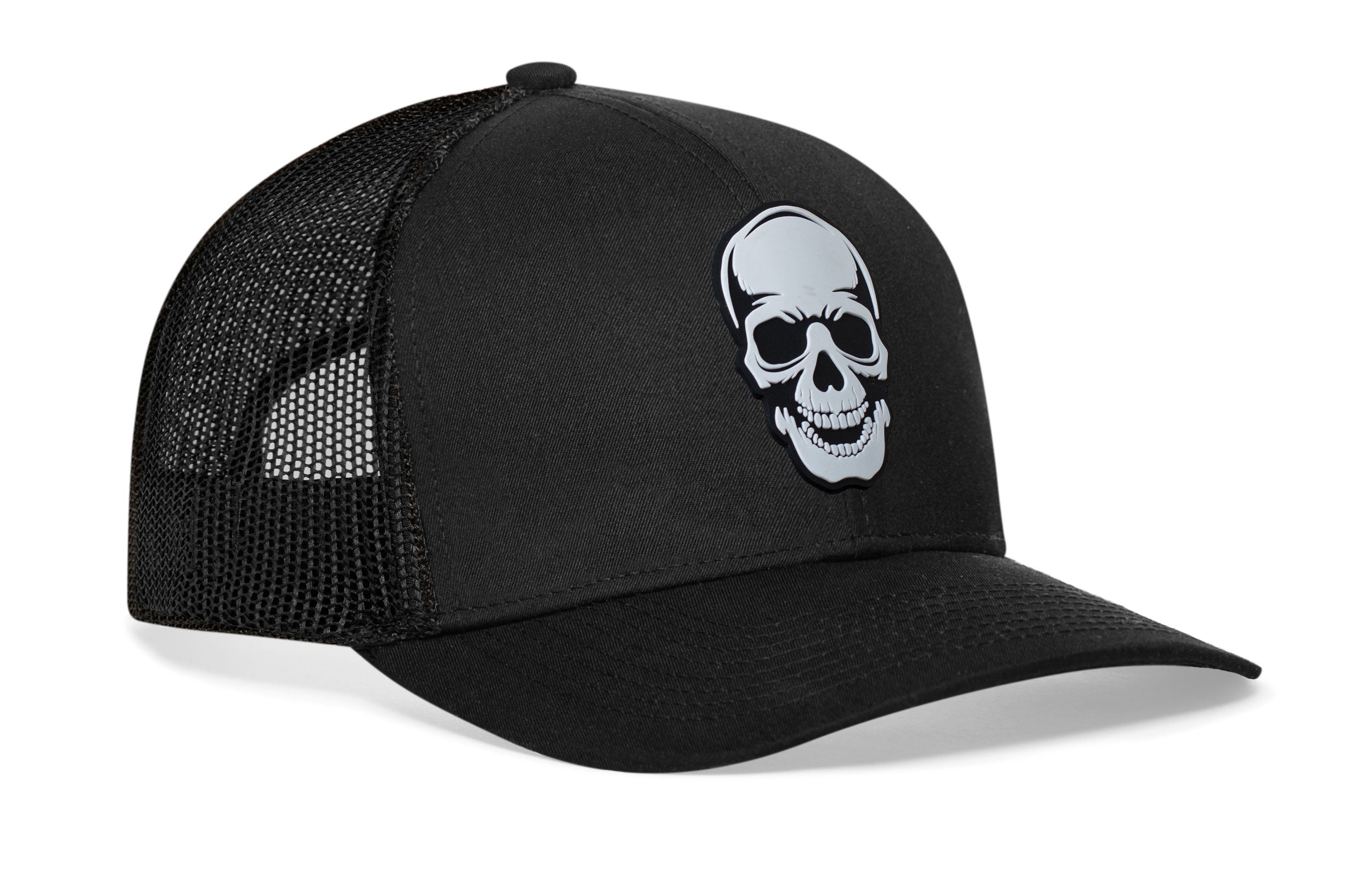 Skull Trucker Hat  |  Black  Snapback