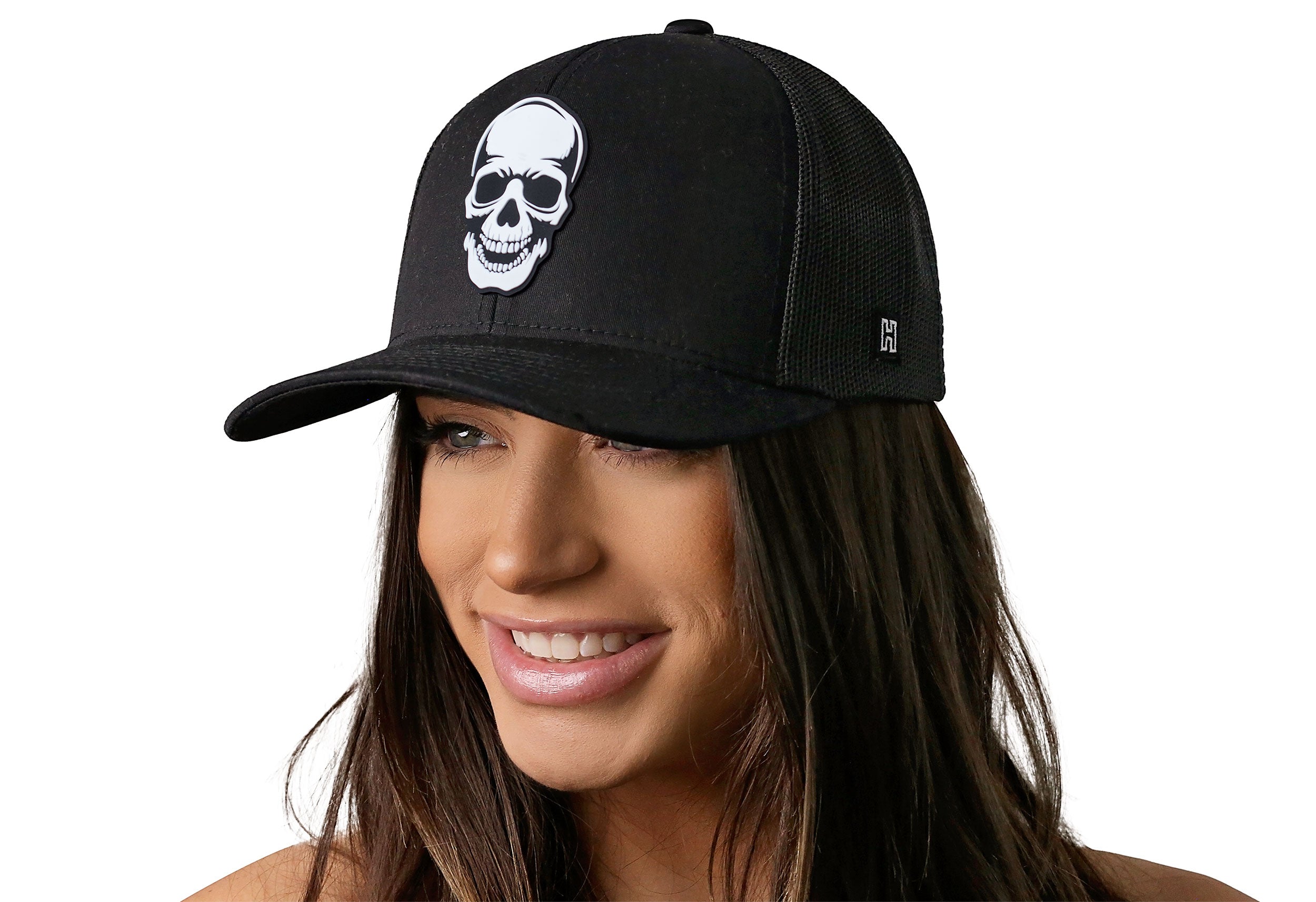 Skull Trucker Hat  |  Black  Snapback