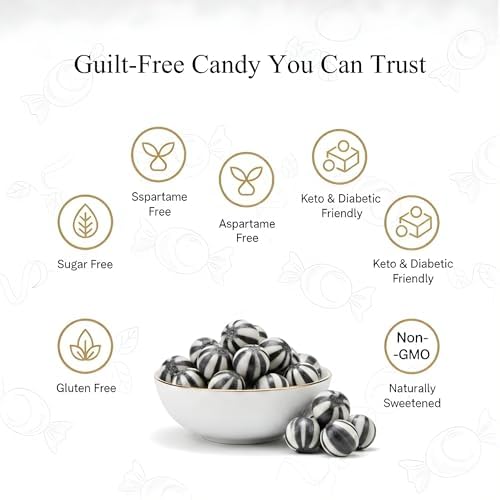 Andy Anand Sugar-Free Black Bulls Eyes Mint Hard Candy, 25 pc – Classic British Sweet, Keto & Diabetic-Friendly Gourmet Snack Gift Box