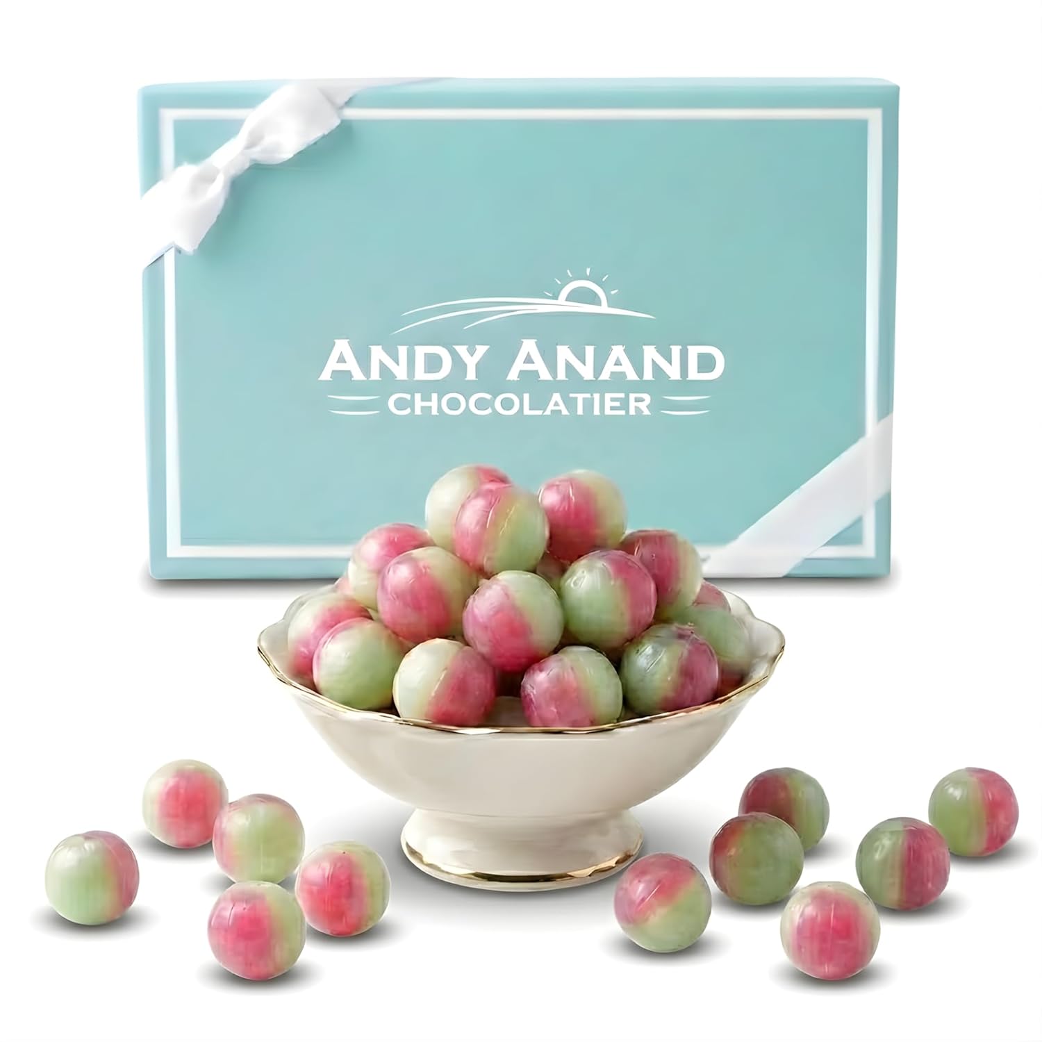 Andy Anand Sugar-Free Rosy Apple Hard Candy, 25 pc – European Copper-Kettle Boiled, Aspartame-Free, Keto & Diabetic-Friendly Gift Box