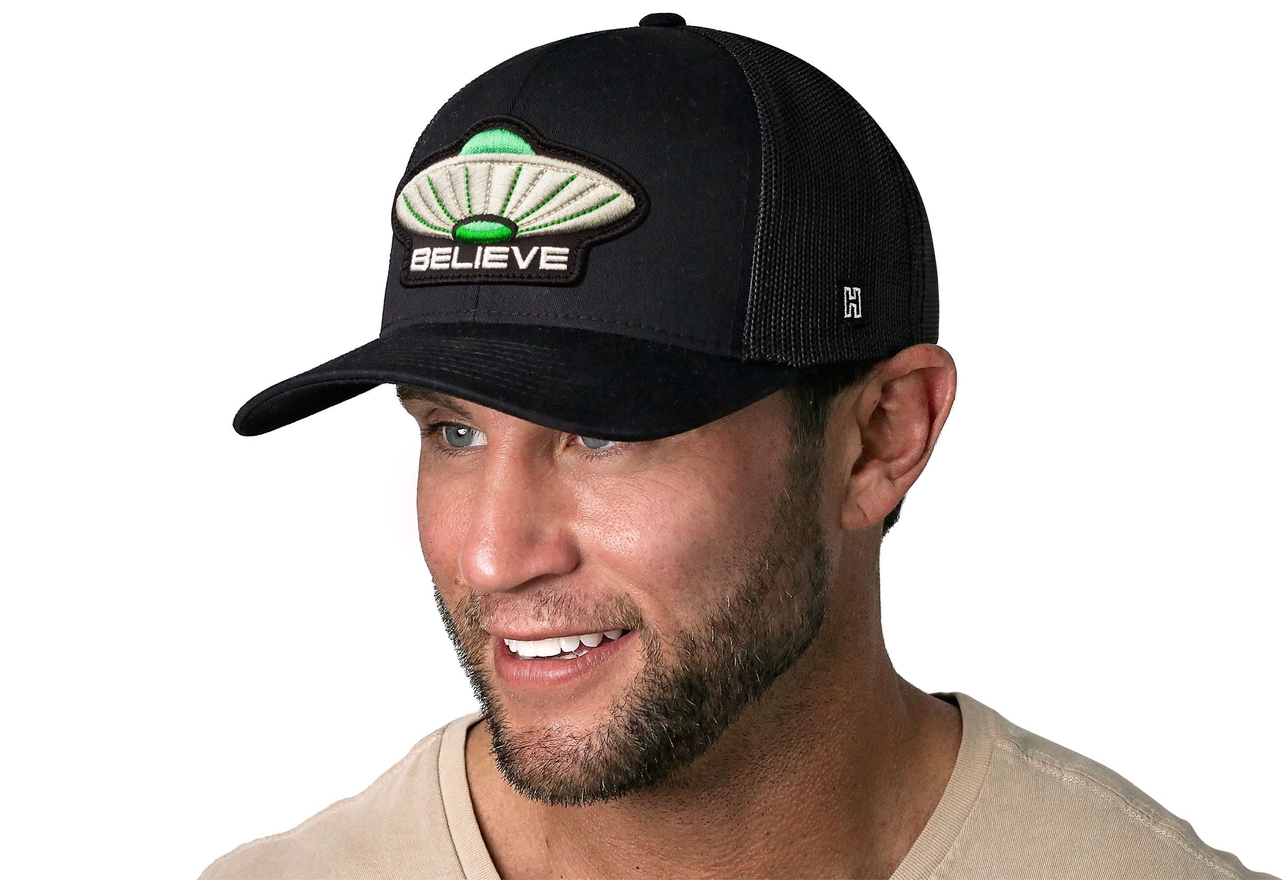 Believe Trucker Hat  |  Black Alien UAP Snapback