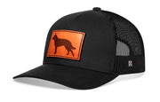 German Shepherd Trucker Hat Leather  |  Black Dog Snapback