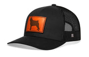 Pug Trucker Hat Leather  |  Black Dog Snapback