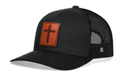 Cross Trucker Hat Rectangle Leather  |  Cross Snapback