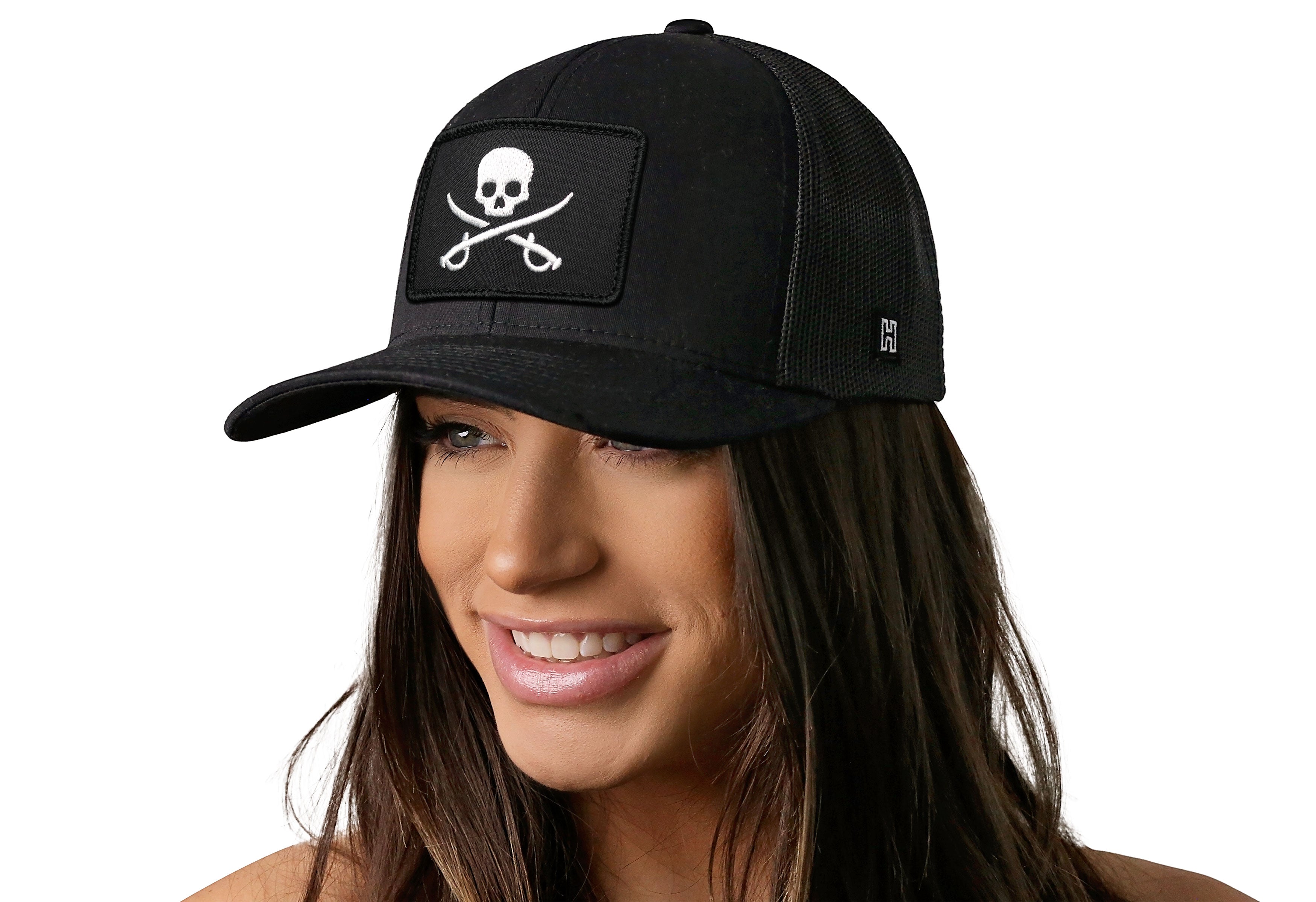 Pirate Flag Trucker Hat  |  Black Jolly Roger Flag Snapback