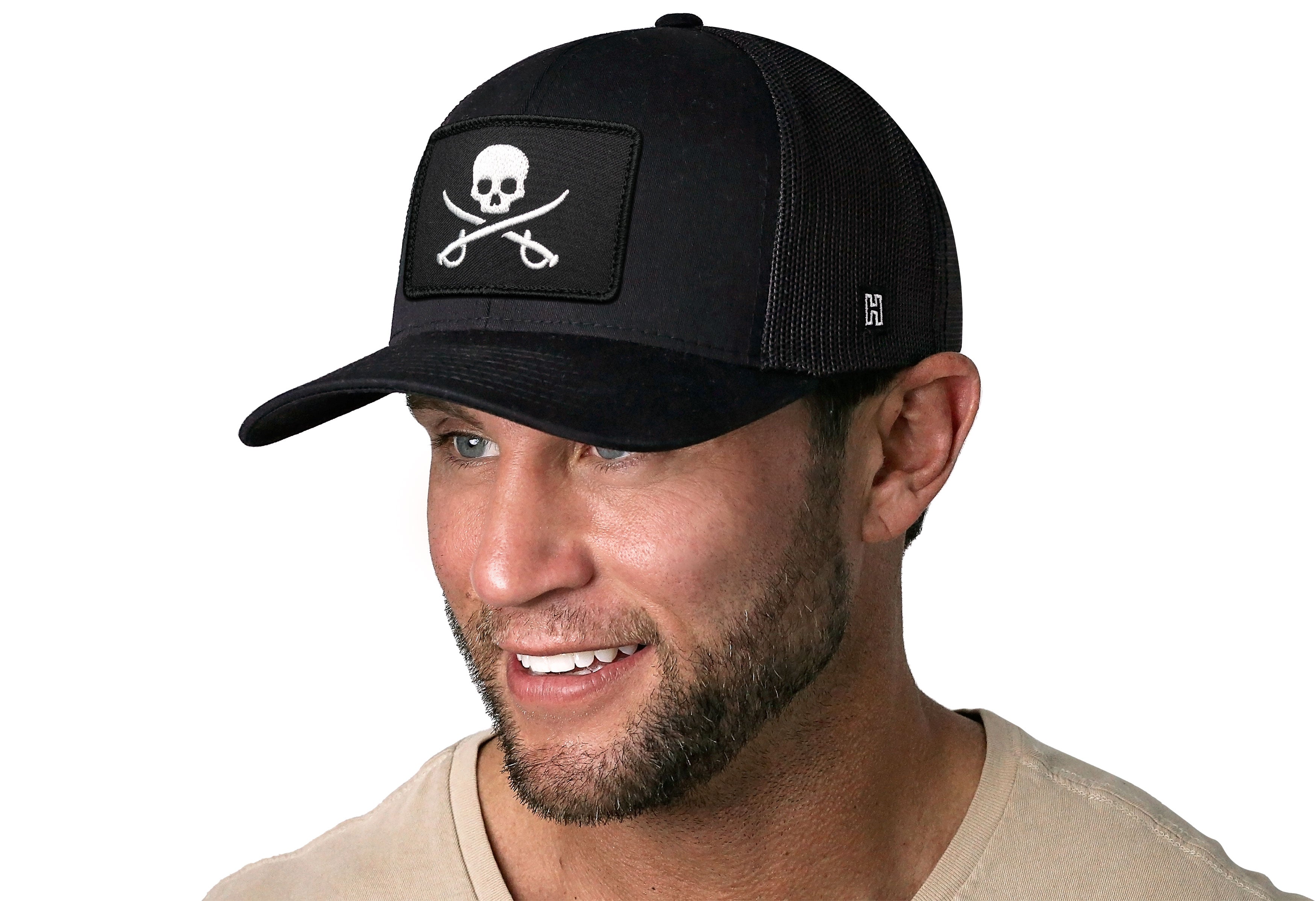 Pirate Flag Trucker Hat  |  Black Jolly Roger Flag Snapback