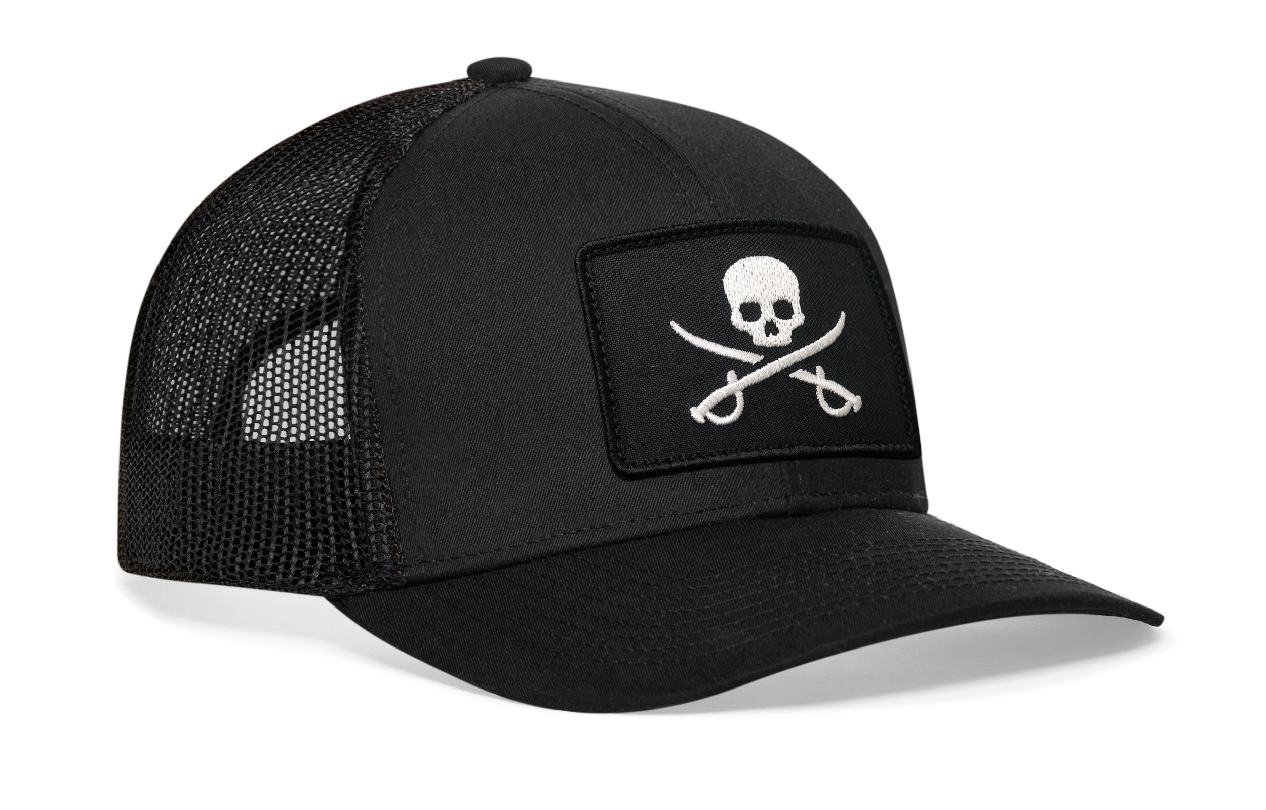 Pirate Flag Trucker Hat  |  Black Jolly Roger Flag Snapback