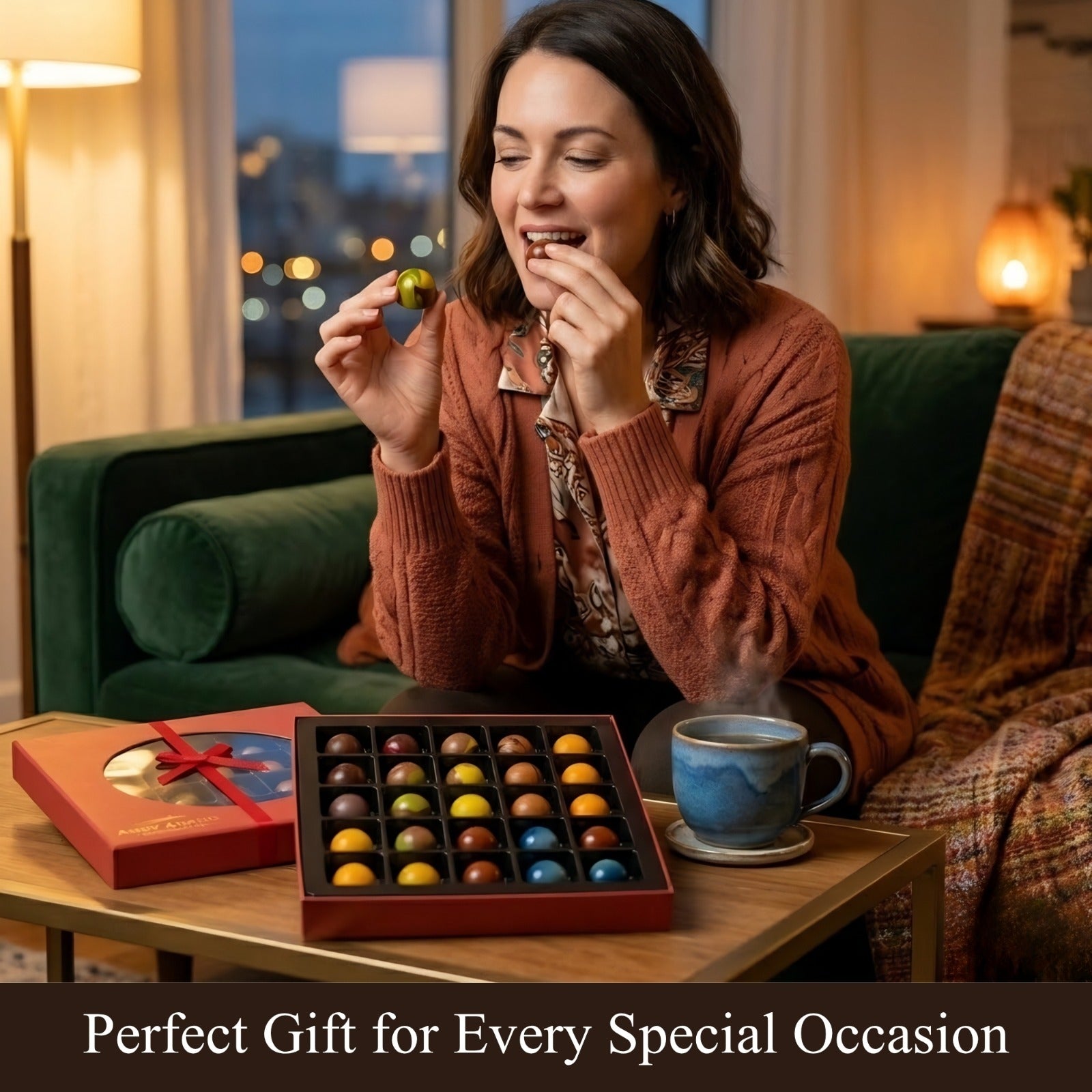 Andy Anand Monet Chocolate Bonbons Gift Box, 25 pc, 6.52 oz – Gluten-Free Belgian Truffles & Pralines, Birthday & Holiday Gift Collection