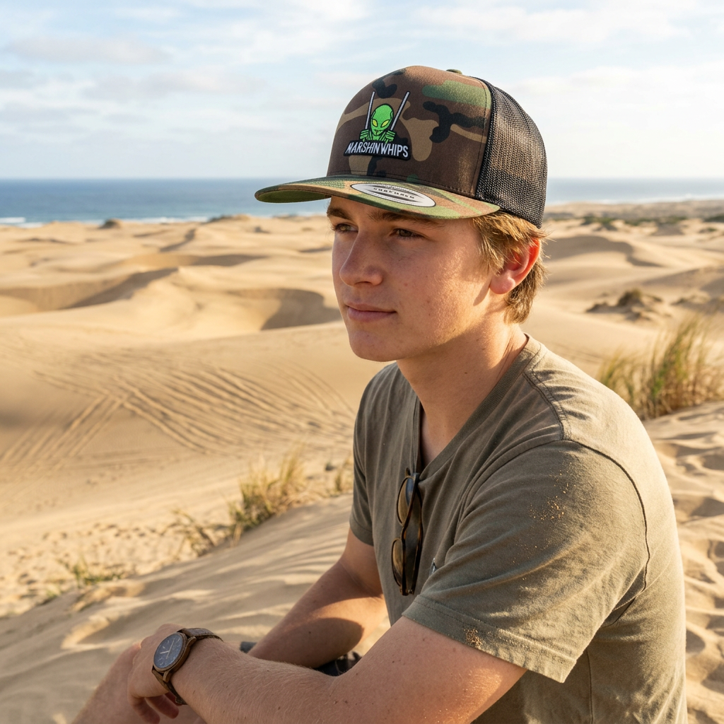 Marshin Whips Marty Flat Bill Camo Hat | Premium Off-Road Snapback