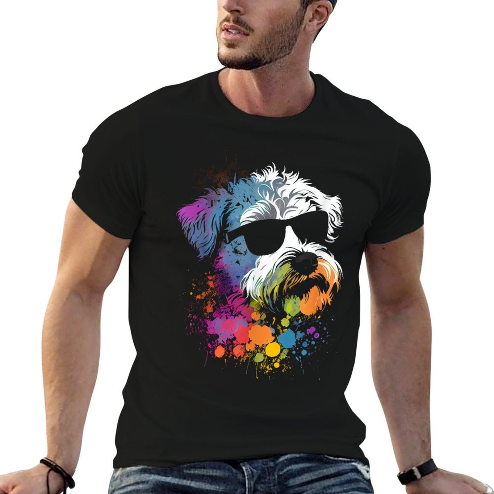 Schnoodle Walking Dog Fans Schnauzer Dog  Stretchy T-Shirt