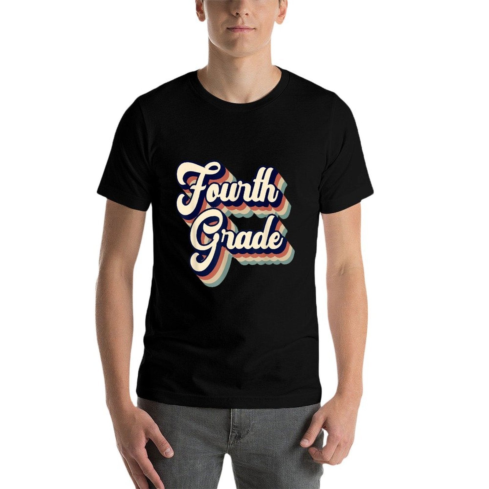 Fourth Grade Teacher Retro Vintage for Men Women  Slim-fit Cut T-Shirt