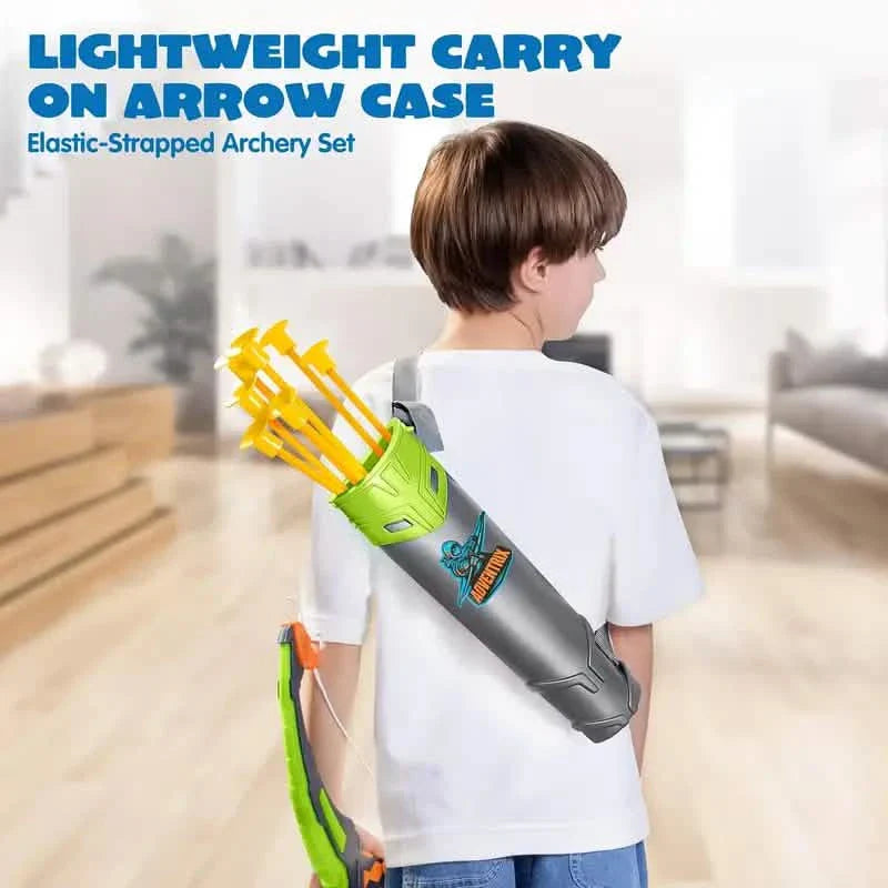 LED Bow & Arrow Toy Set for Kids Light-Up Archery Play Kit with Suction Cup Arrows (Blue/Green)