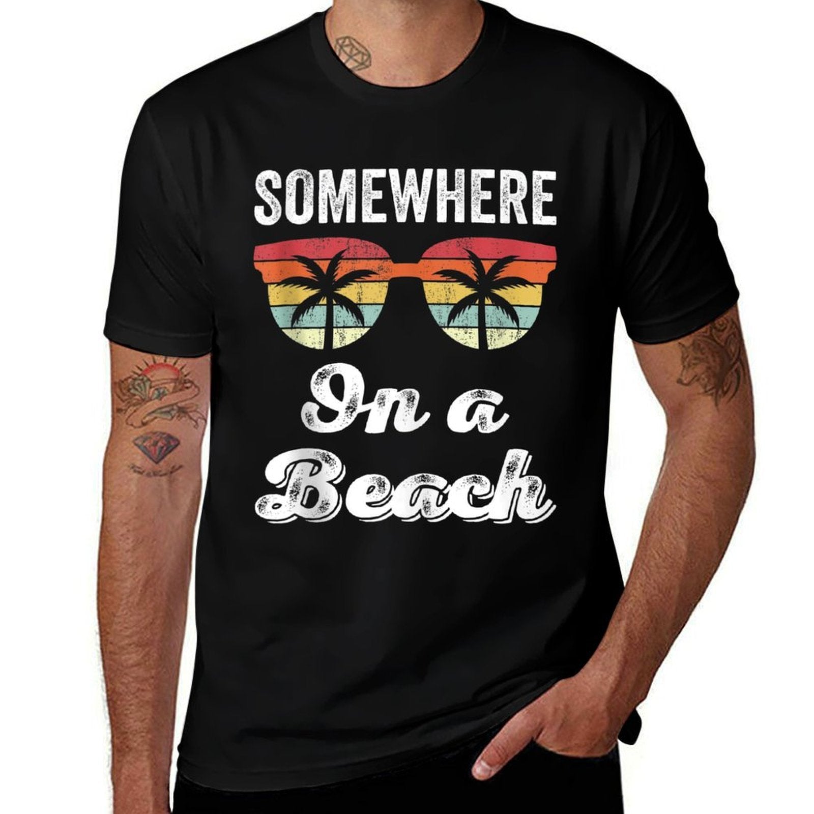 Somewhere On A Beach Tank Funny Beach Vacation Summer  Quick-drying T-Shirt